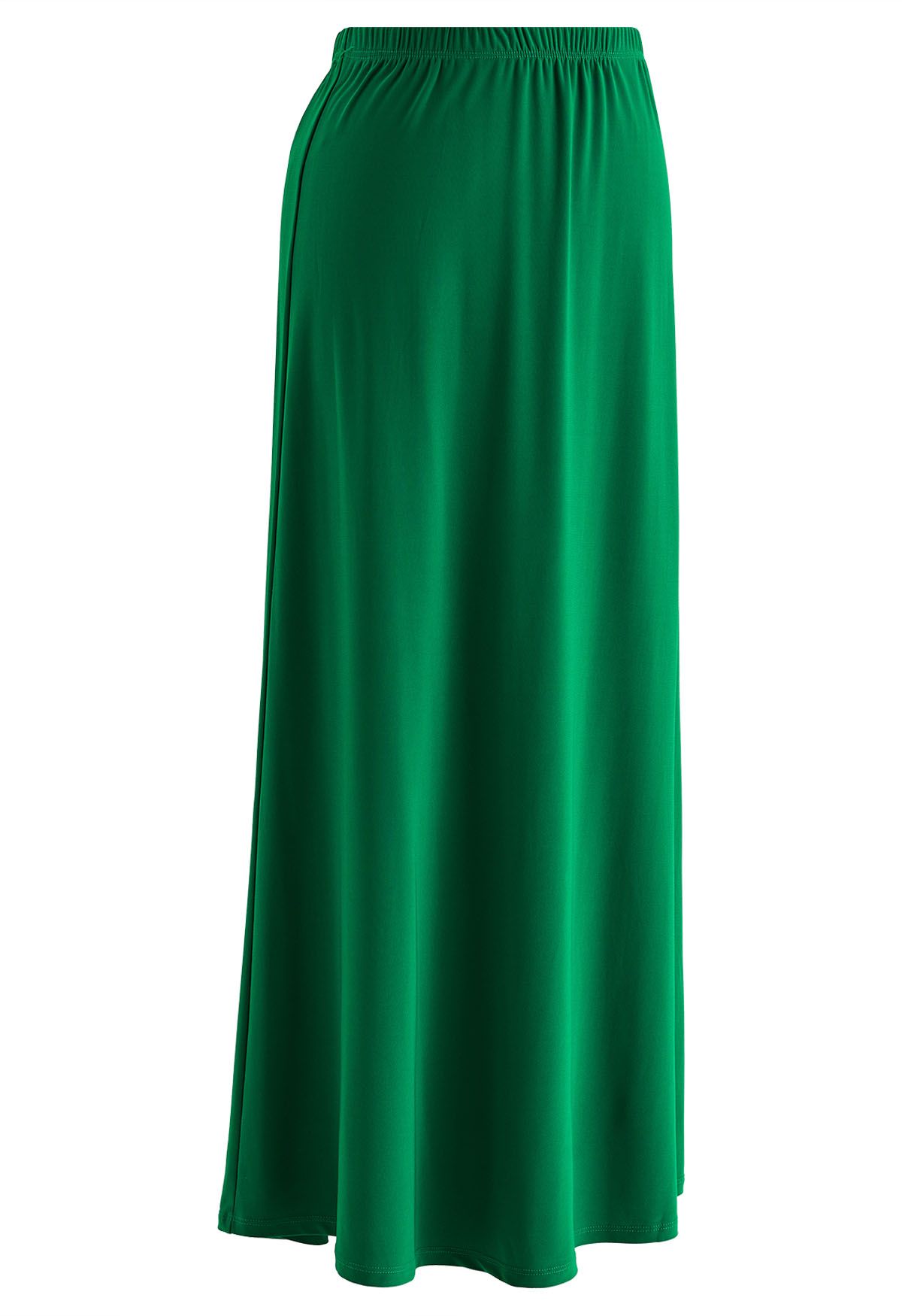 Solid Color Comfy Maxi Skirt in Green