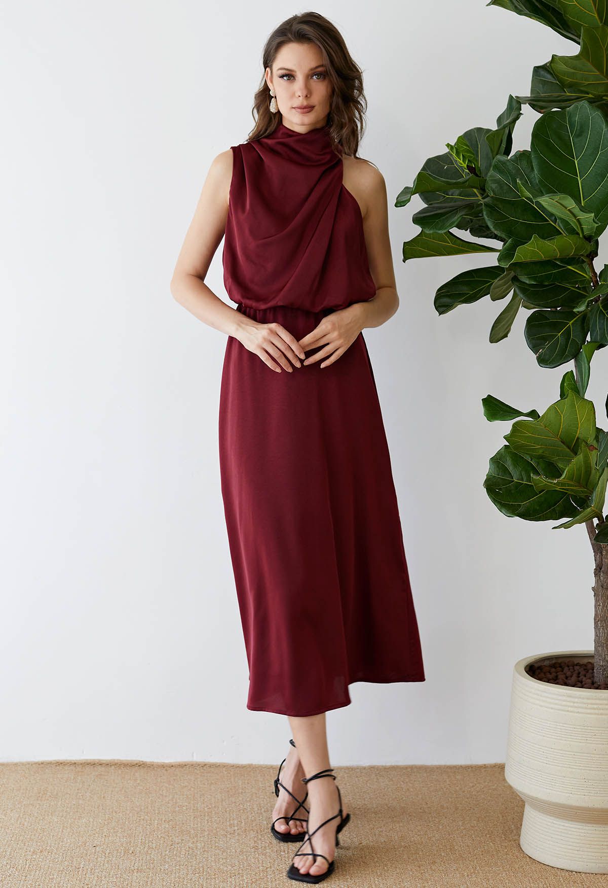 Burgundy asymmetrical clearance dress