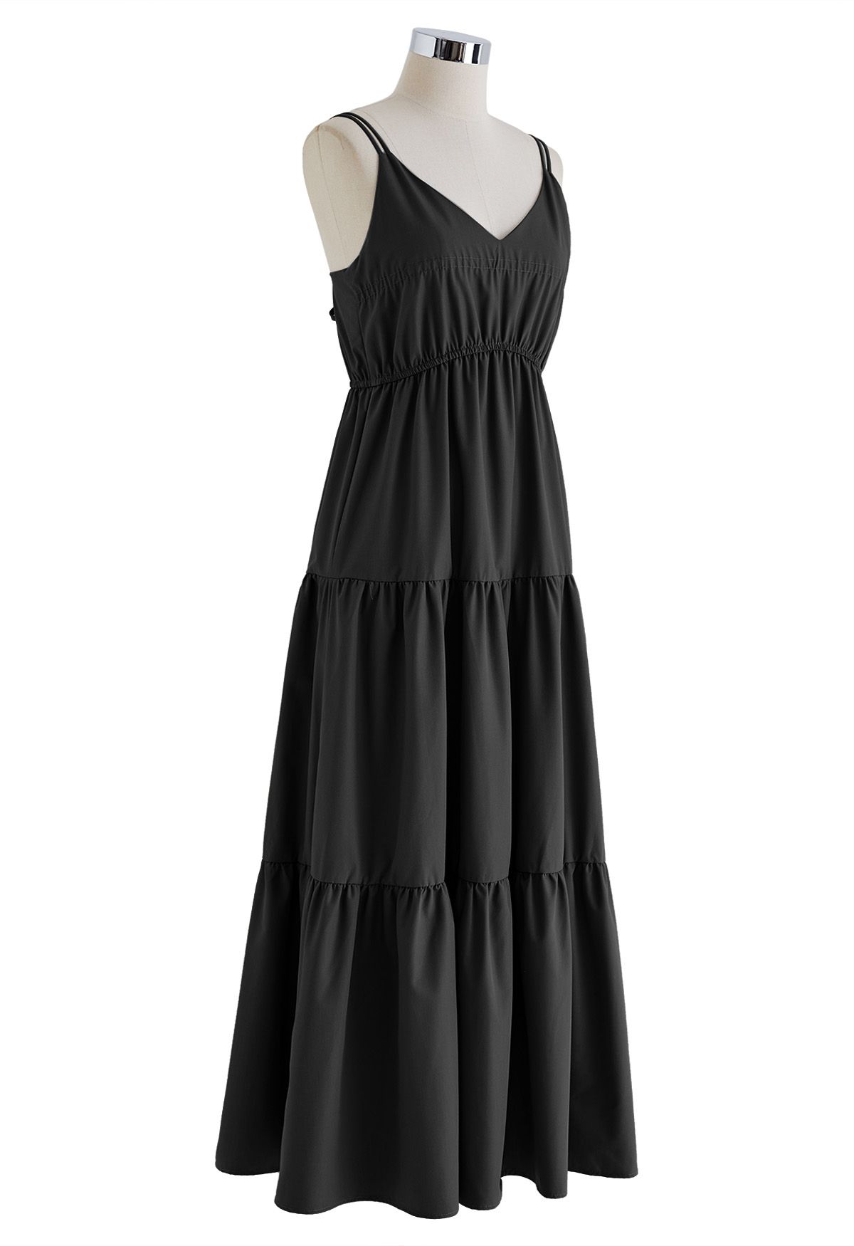 Double Straps Tie-Back Cami Dress in Black - Retro, Indie and Unique ...