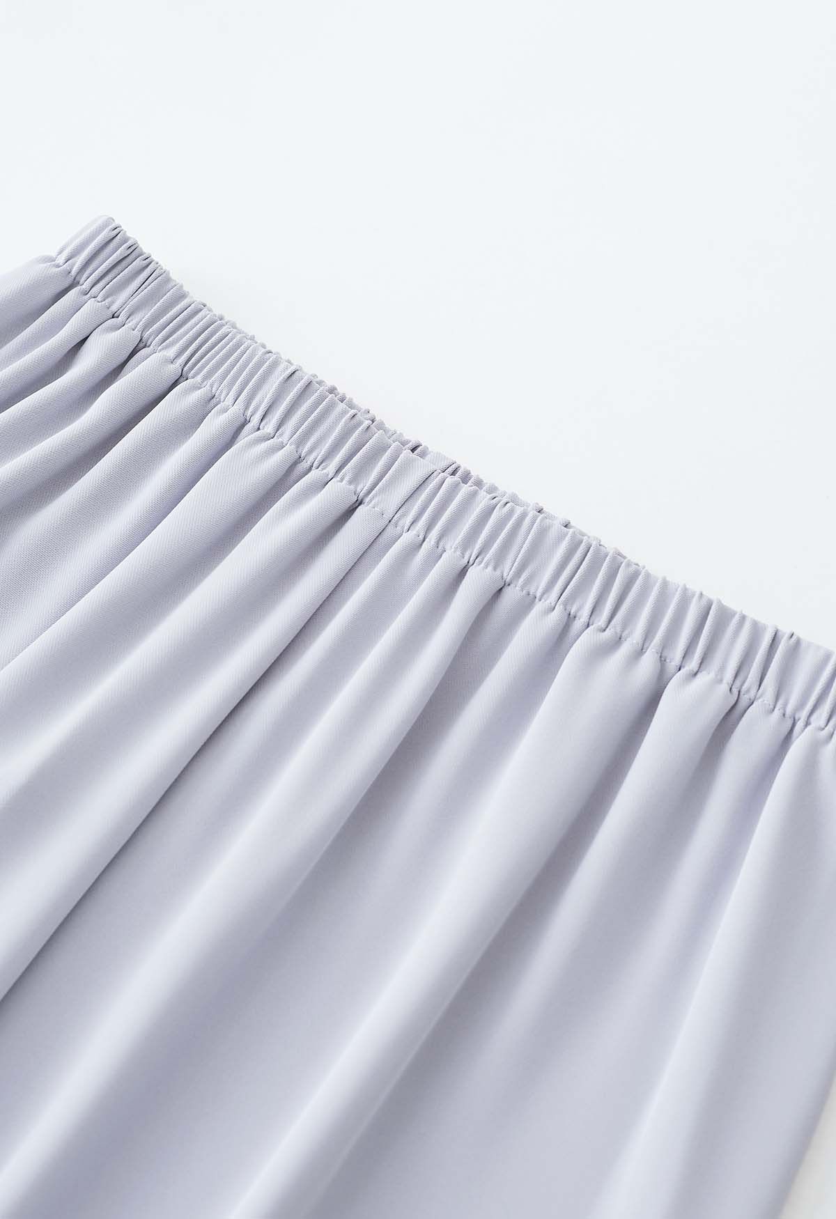 Smooth Satin Pull-On Pants in Lavender