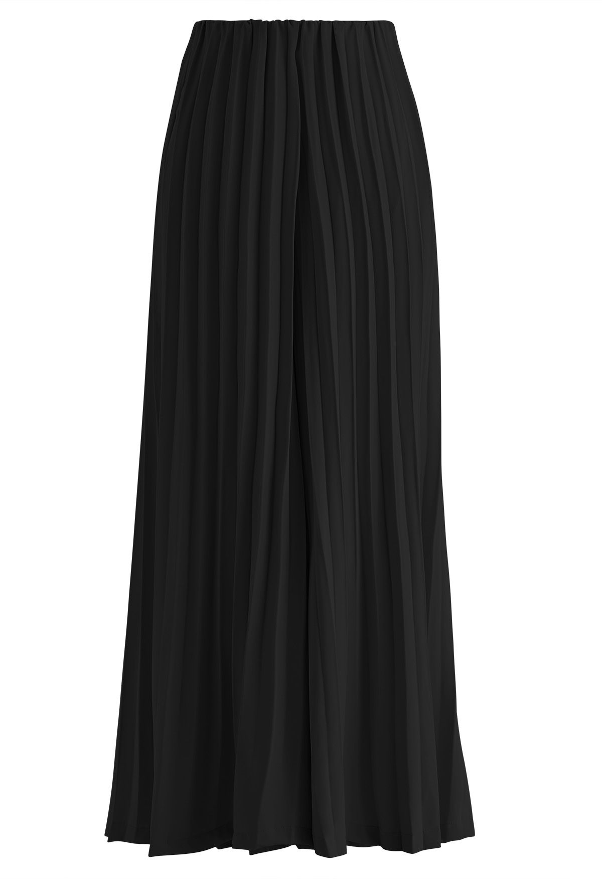 Full Pleated Wide-Leg Pants in Black