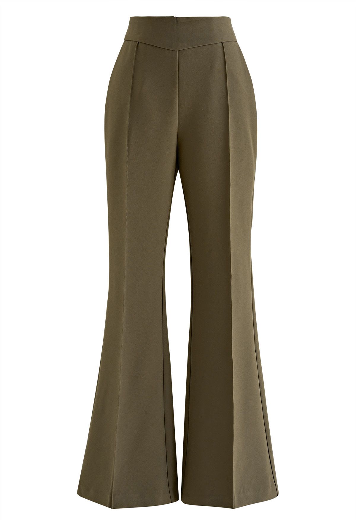 Seam Detail Flare Leg Pants in Brown