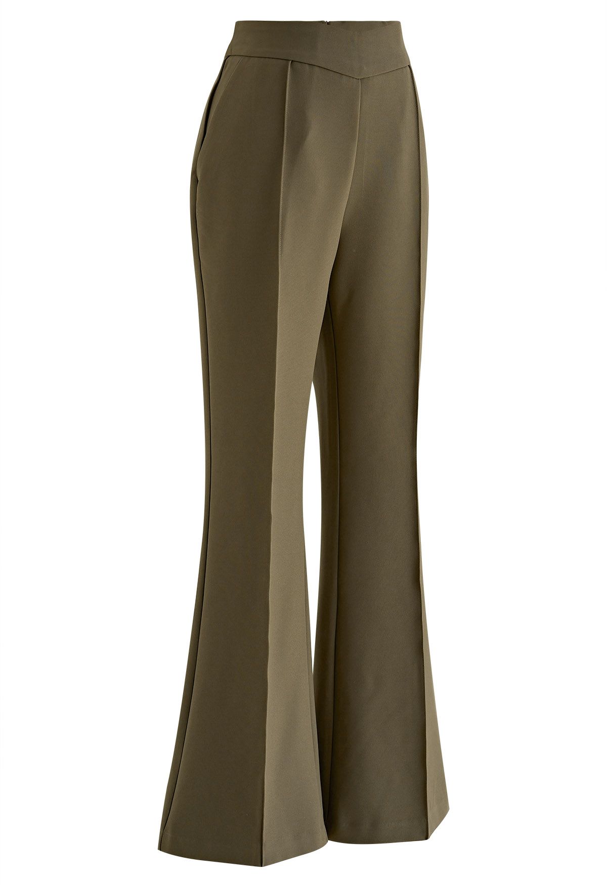 Seam Detail Flare Leg Pants in Brown