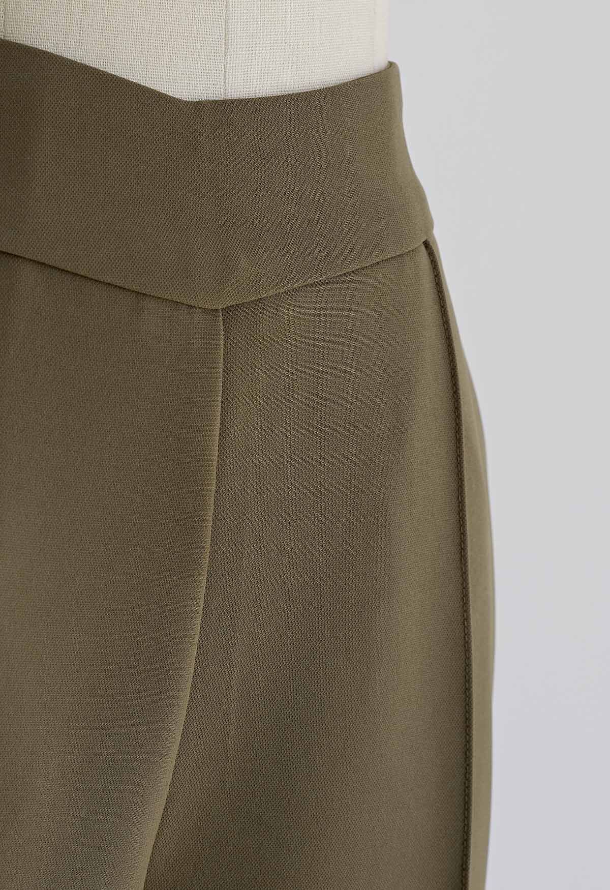 Seam Detail Flare Leg Pants in Brown