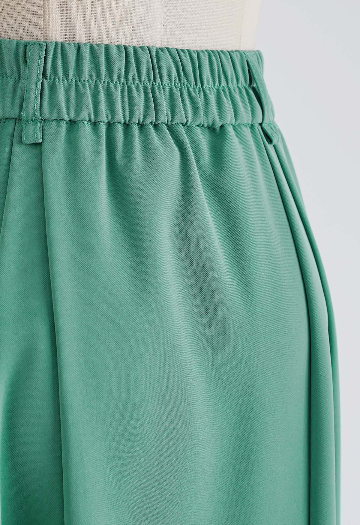 Solid Seam Detailing Belted Skirt in Turquoise