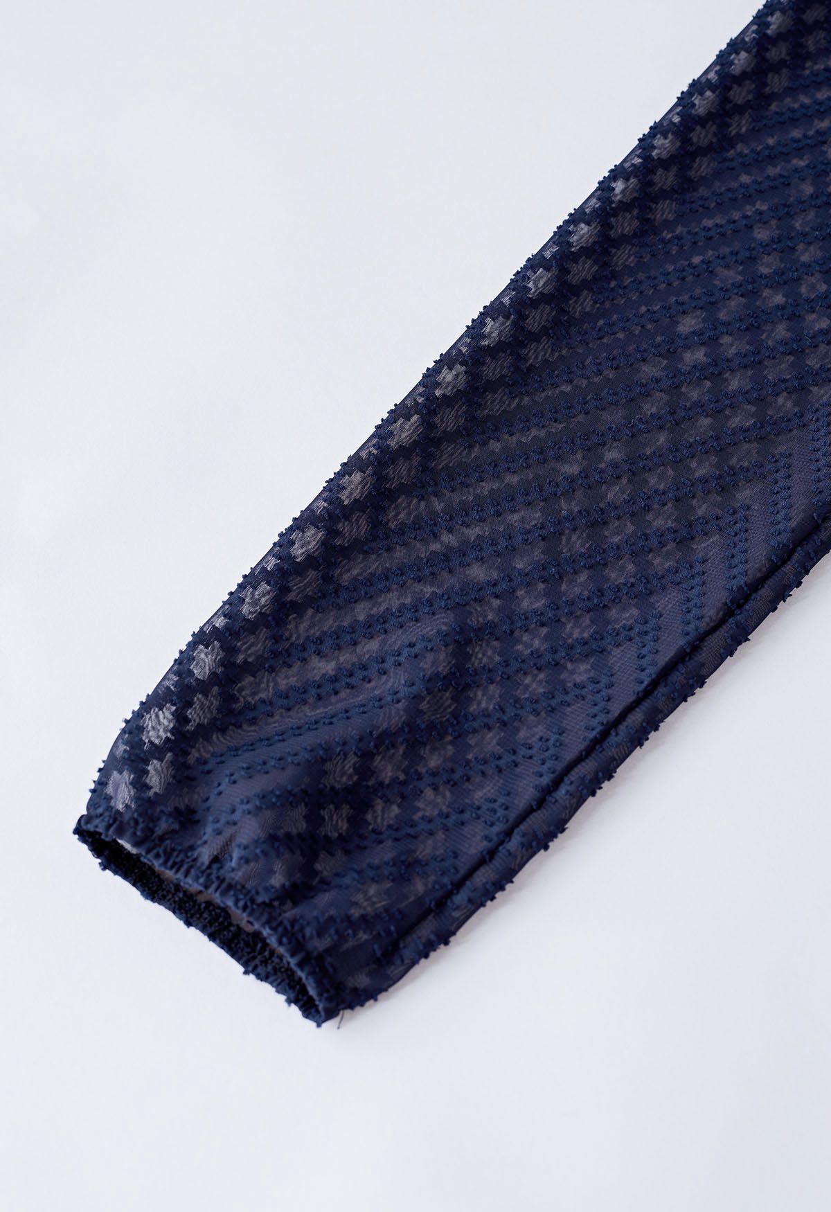 Zigzag Flock Dot Tie Waist Wrap Top in Navy