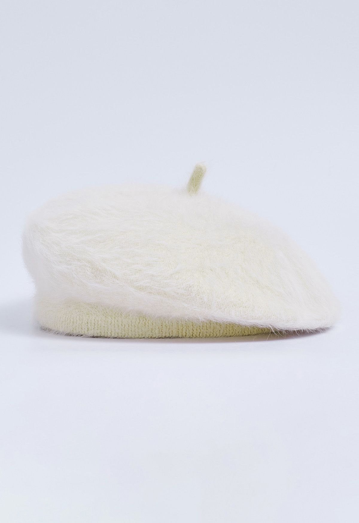 Pure Color Ultra-Soft Fuzzy Beret in Cream