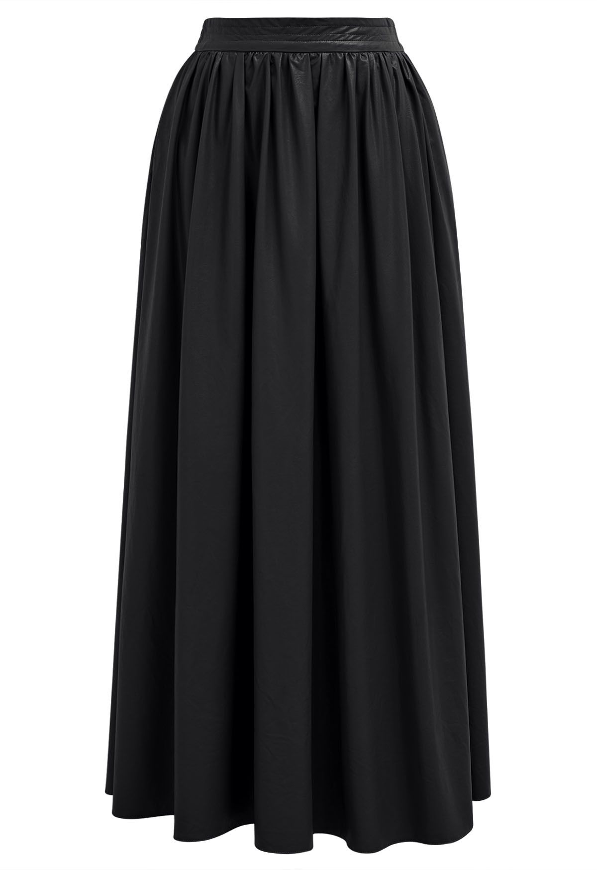 Refined Simplicity Faux Leather Maxi Skirt in Black