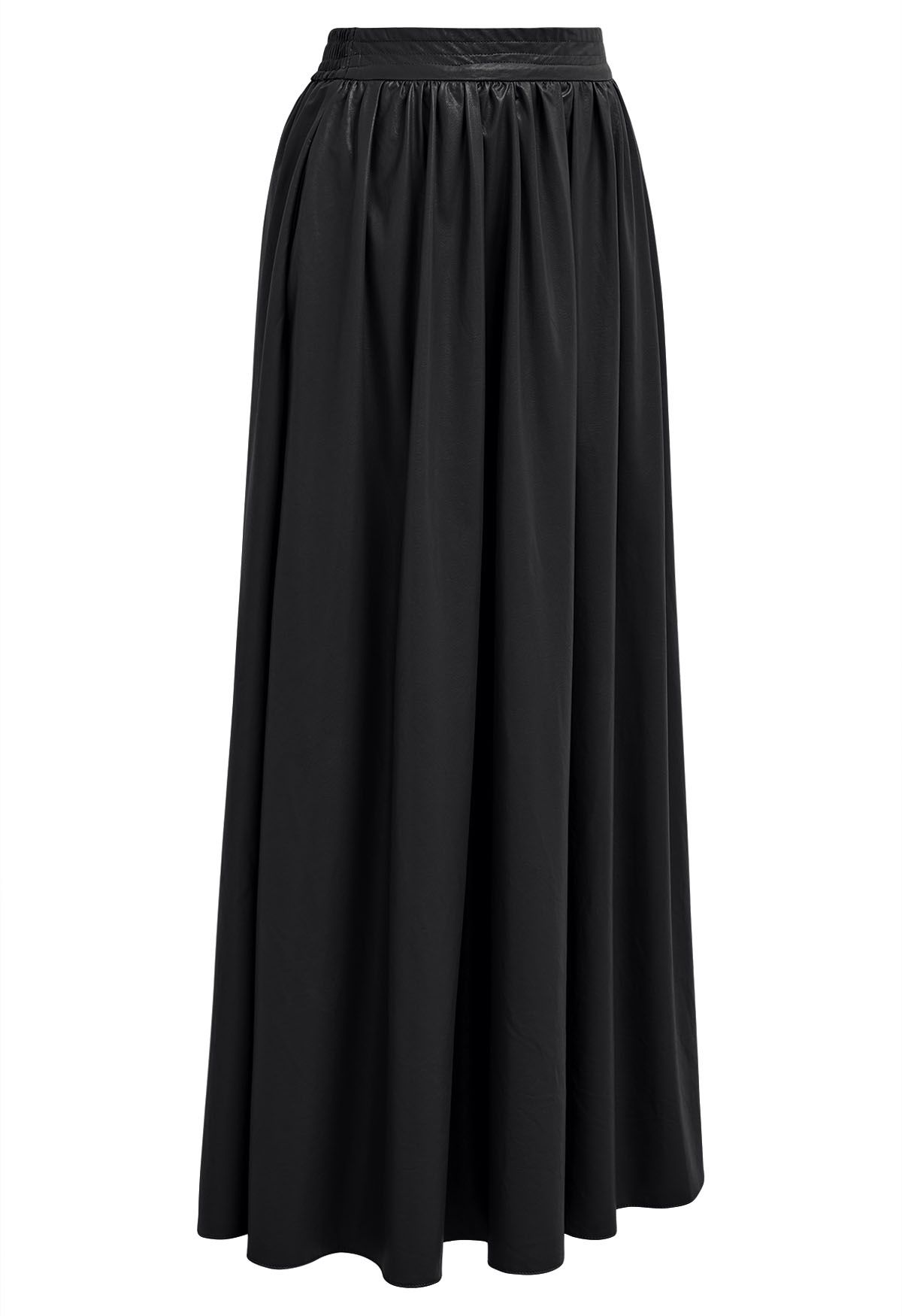 Refined Simplicity Faux Leather Maxi Skirt in Black