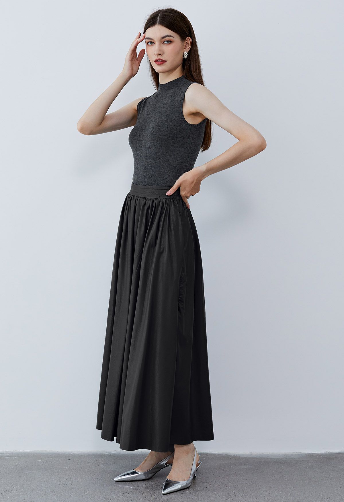 Refined Simplicity Faux Leather Maxi Skirt in Black