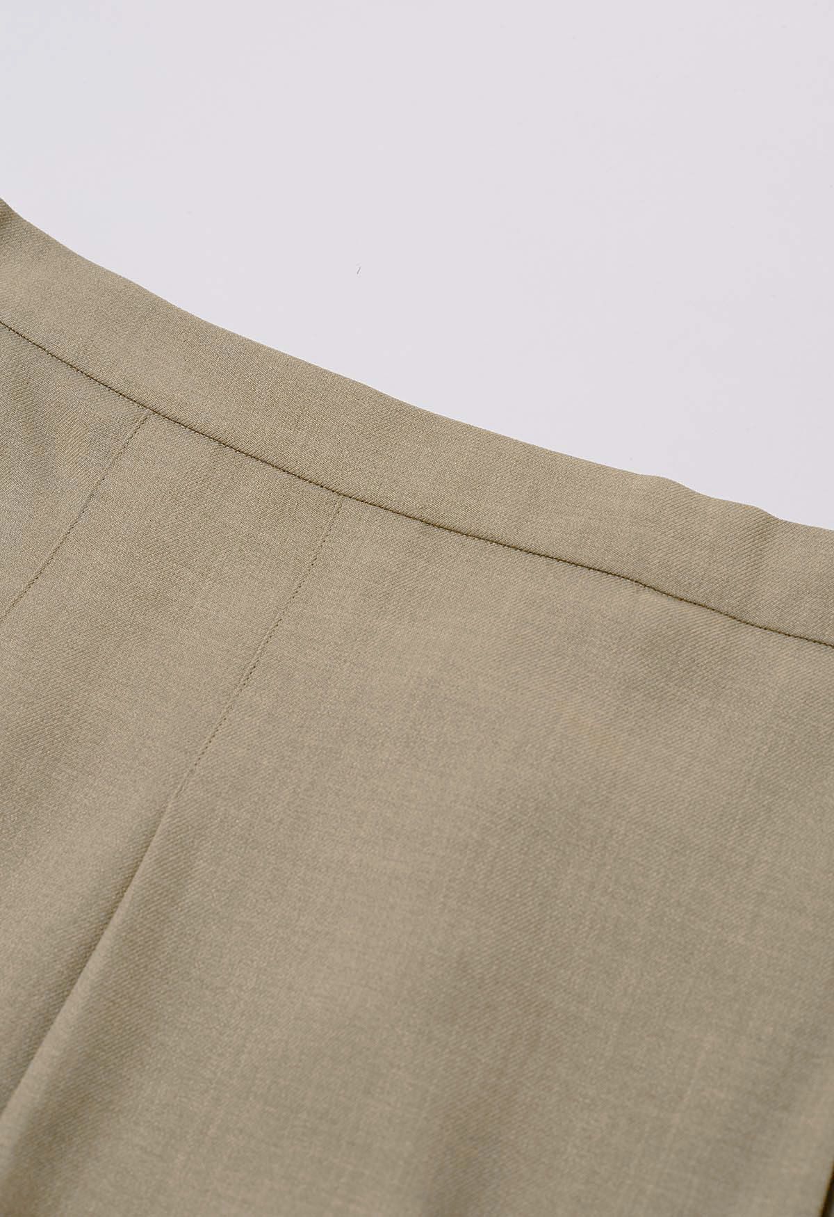 Graceful Pleated Mini Skorts in Khaki