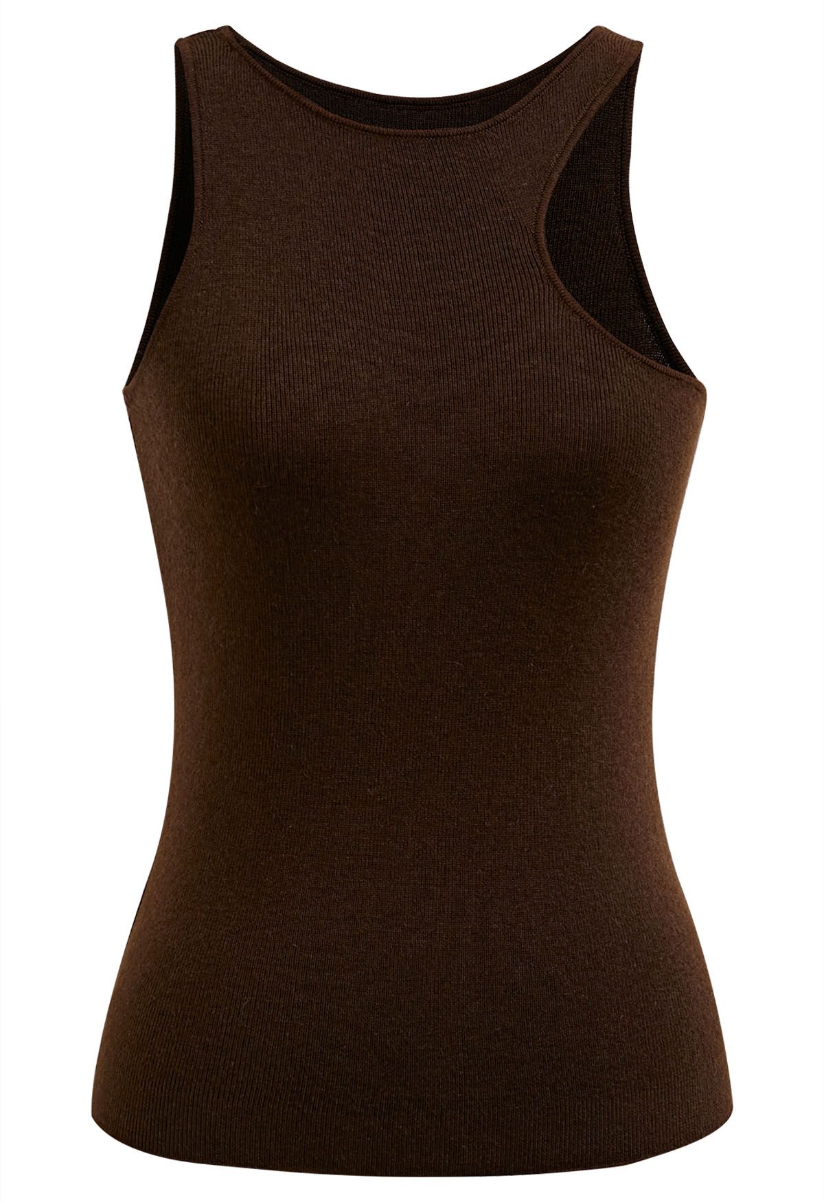 Chic Impression Knit Tank Top in Brown