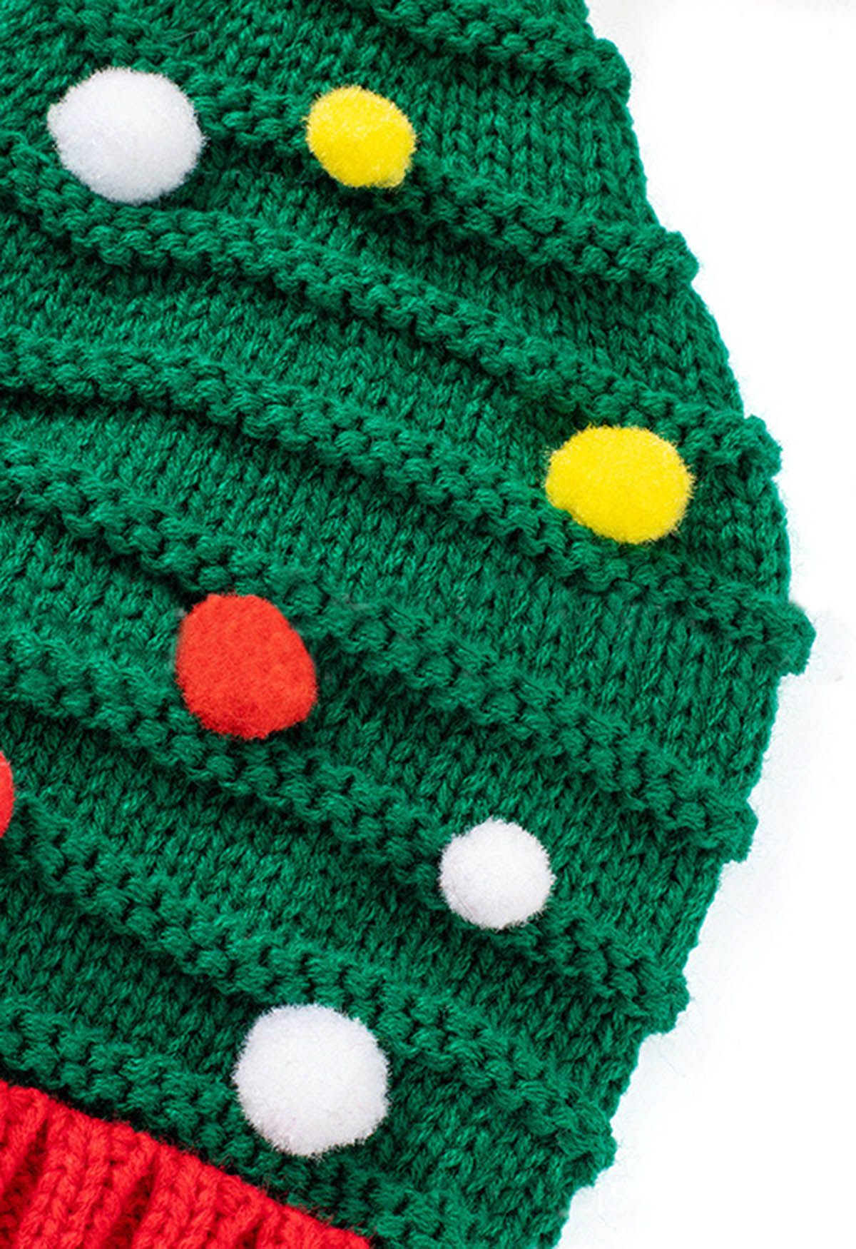 Christmas Tree Pom-Pom Beanie Hat