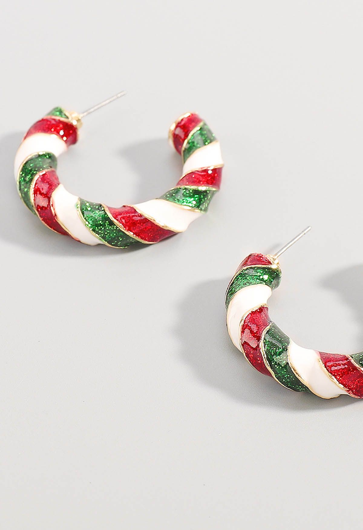 C-Shape Enamel Oil Spill Earrings