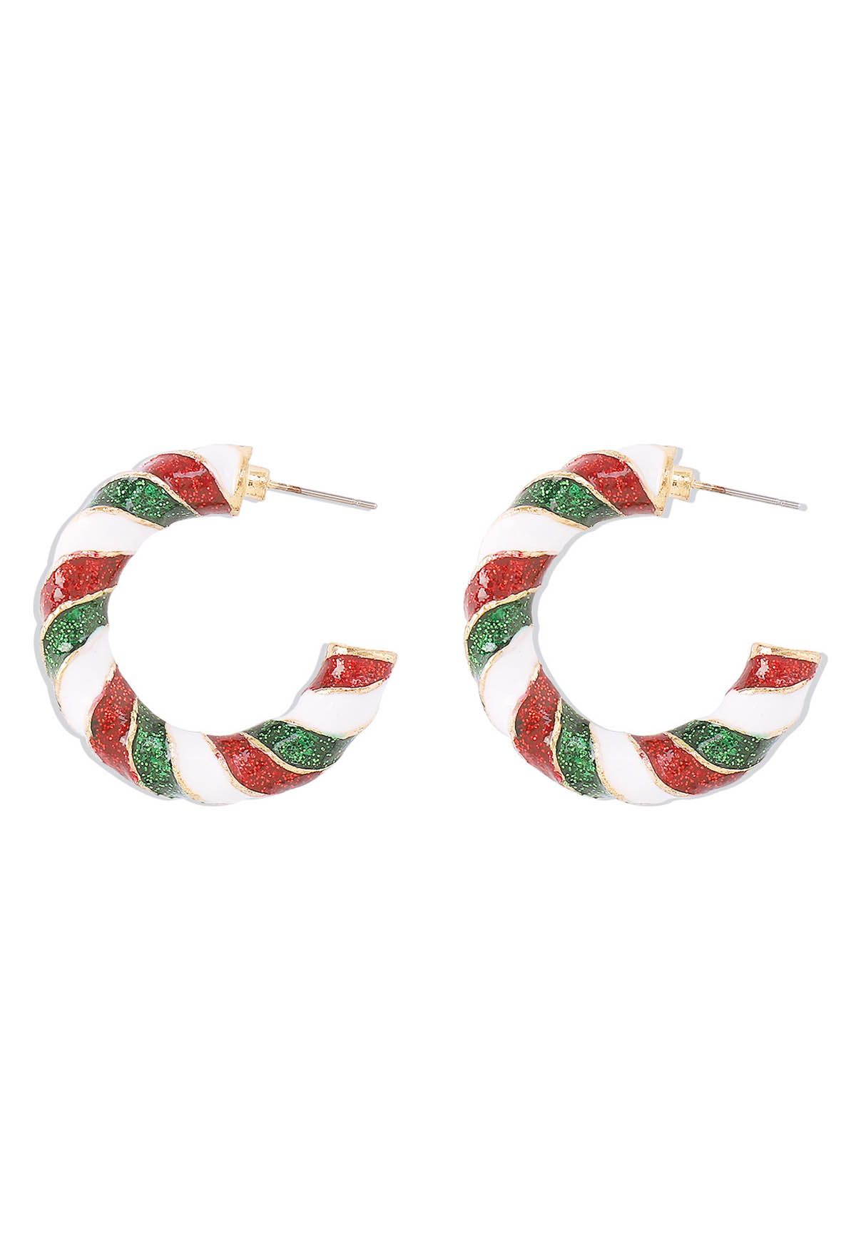 C-Shape Enamel Oil Spill Earrings