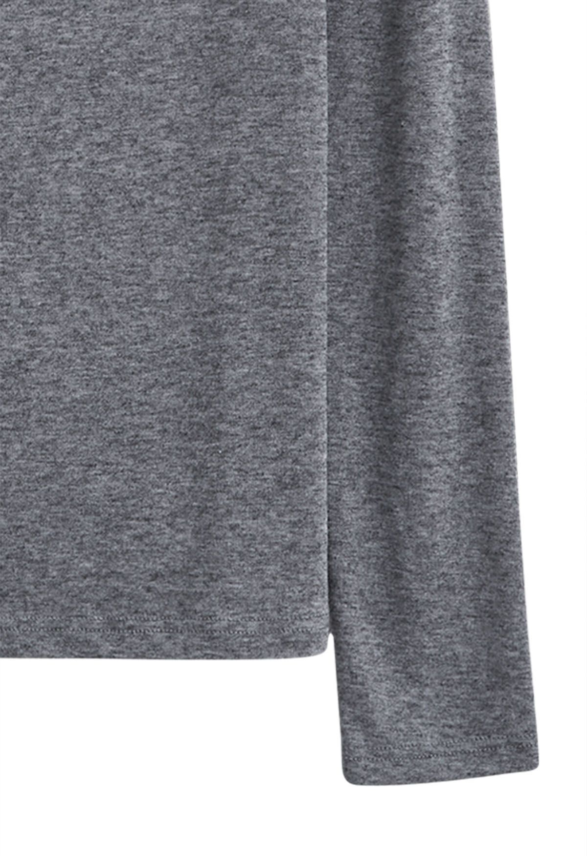 Extra Soft Cutout Neckline Top in Grey