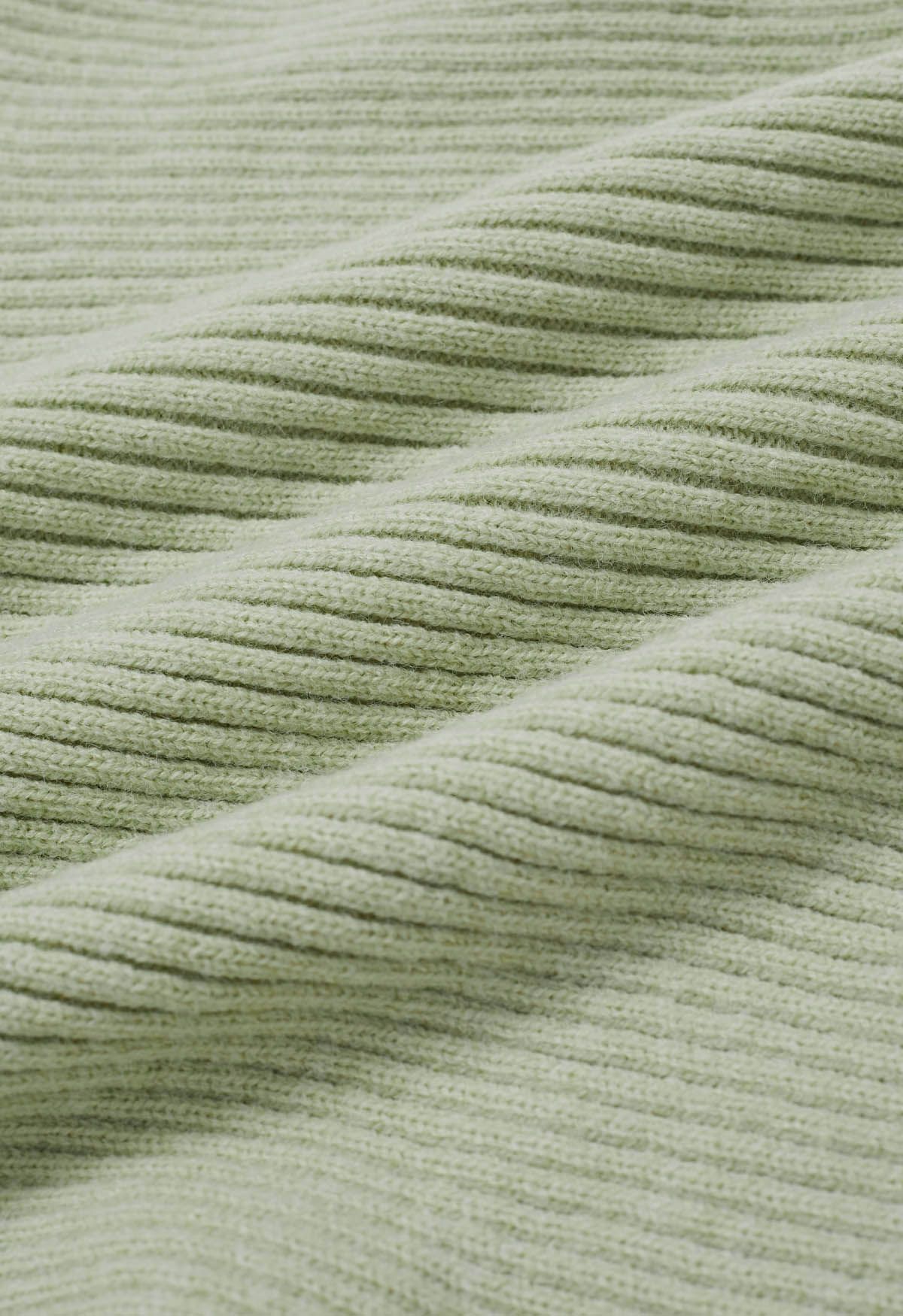 Dramatic Batwing Sleeve Ribbed Knit Sweater in Pistachio