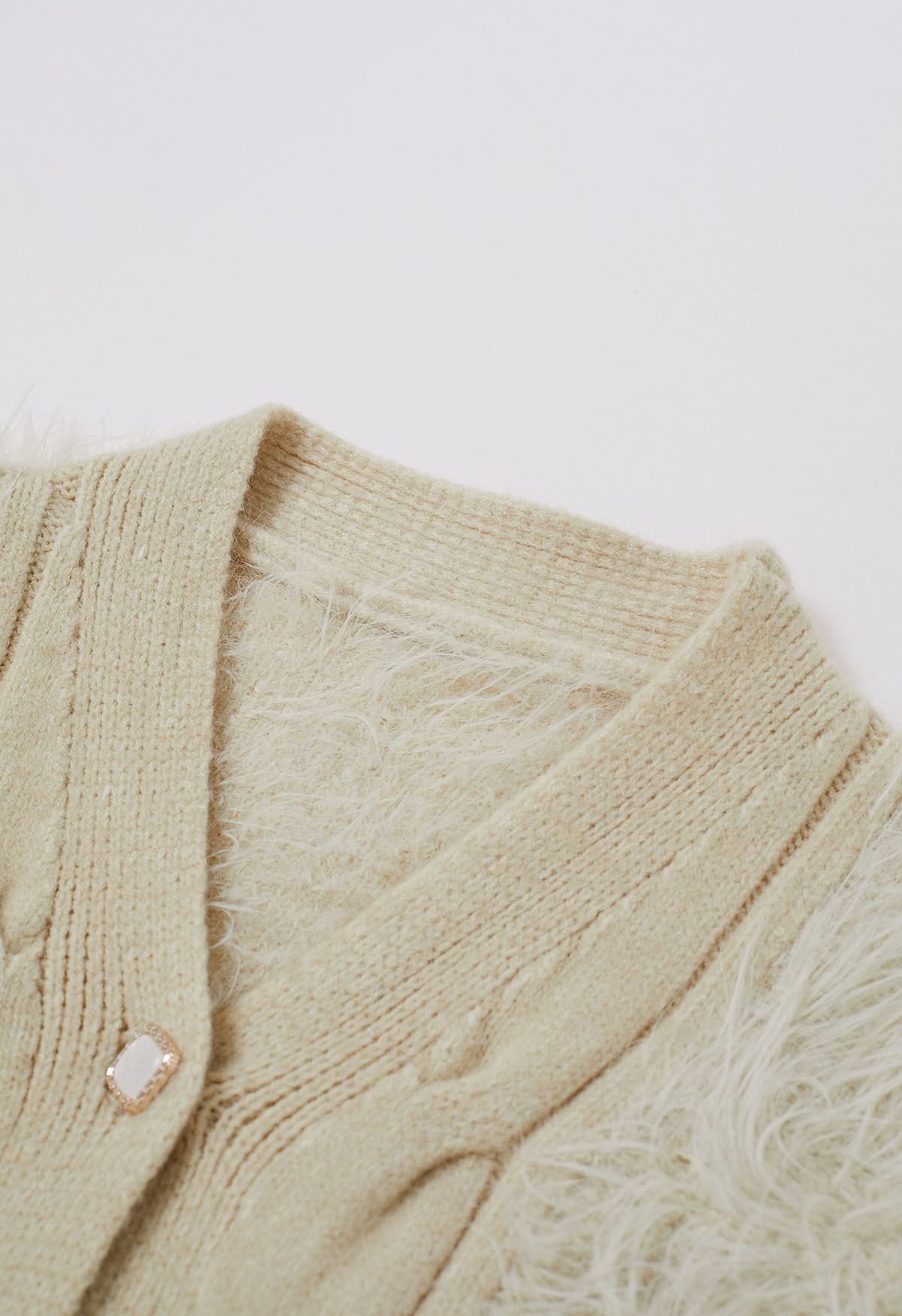 Softness Faux Fur Button-Up Cardigan in Light Tan