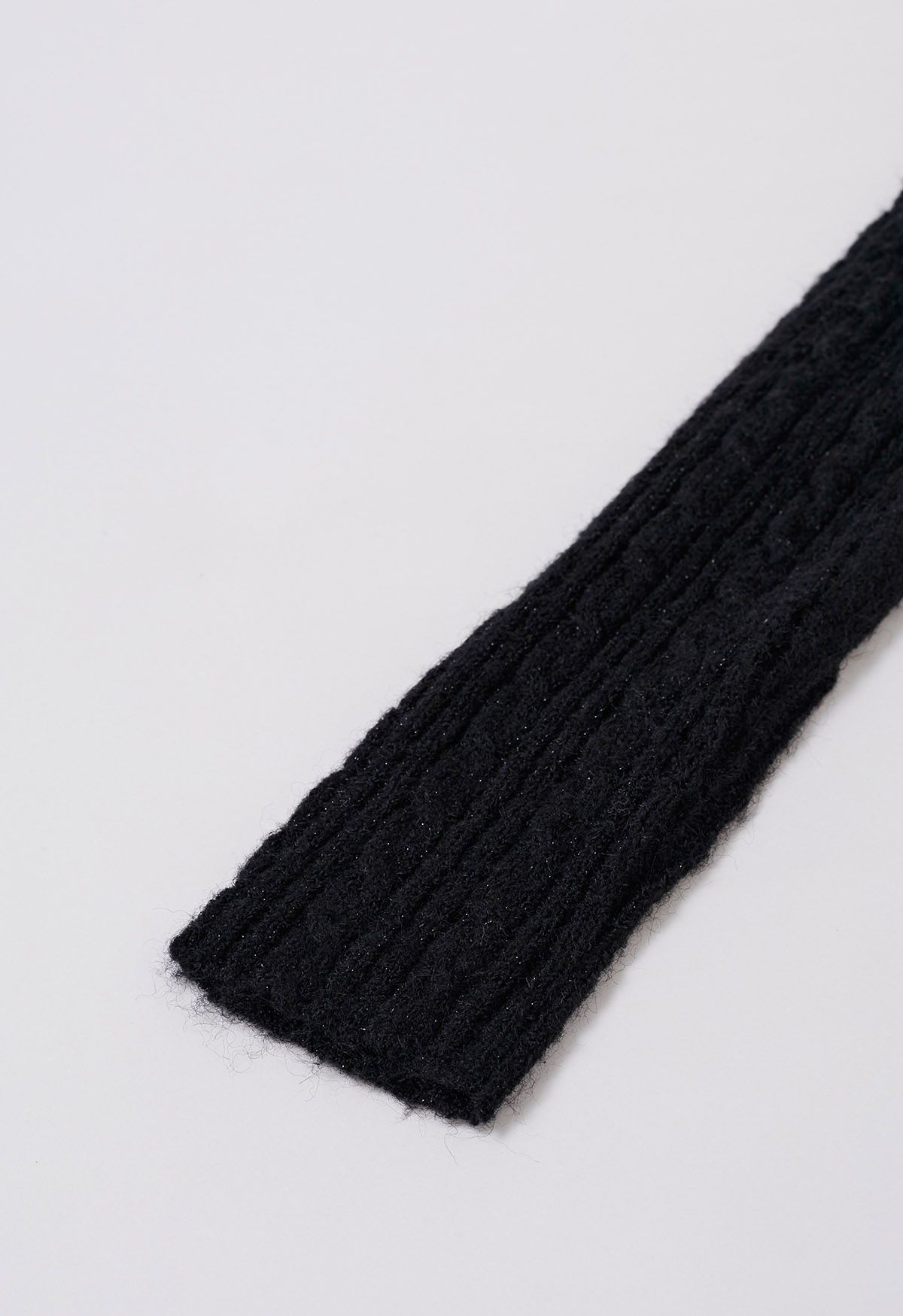 Folded Shoulder Cable Knit Top in Black