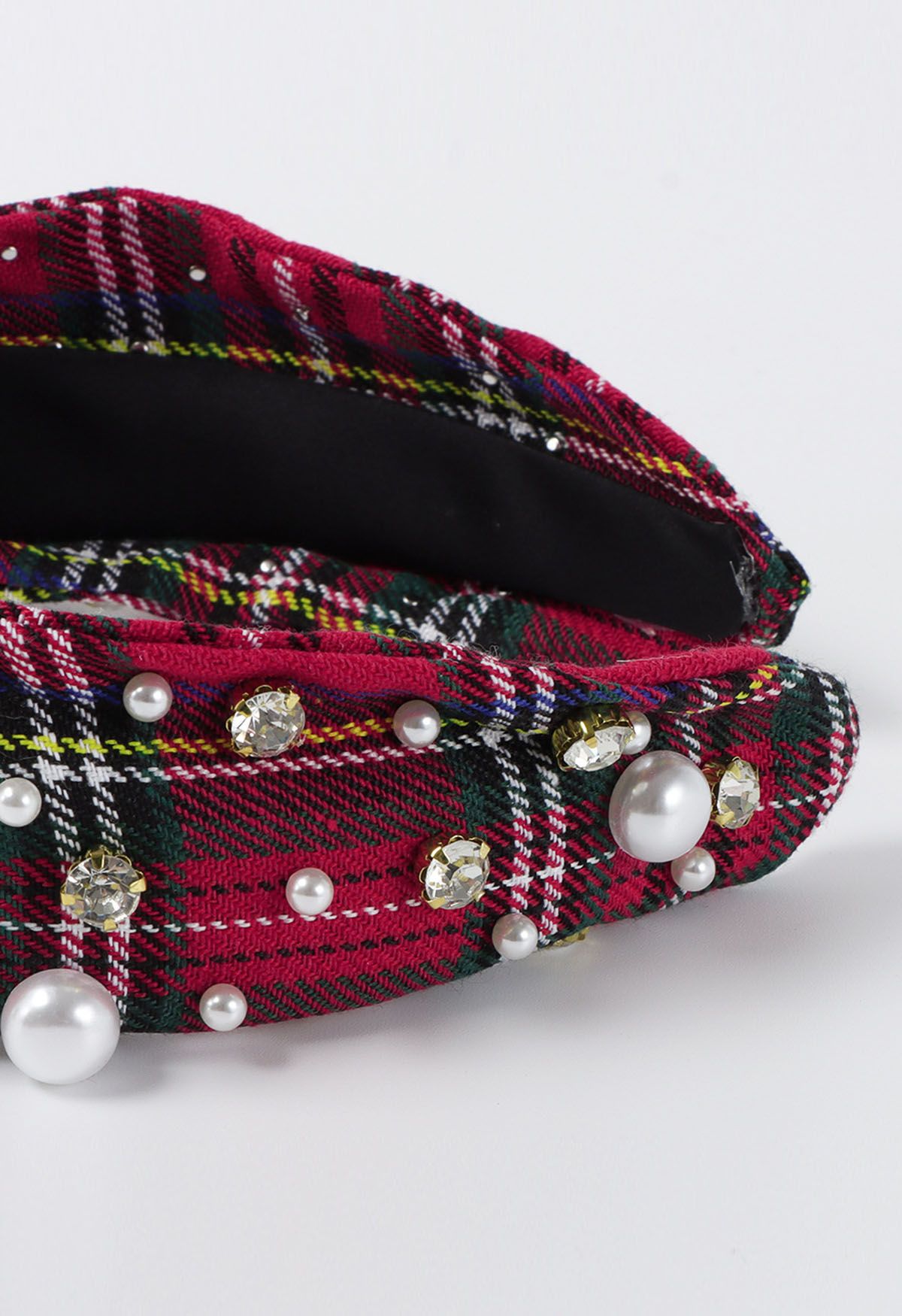 Classic Plaid Rhinestone Beaded Headband