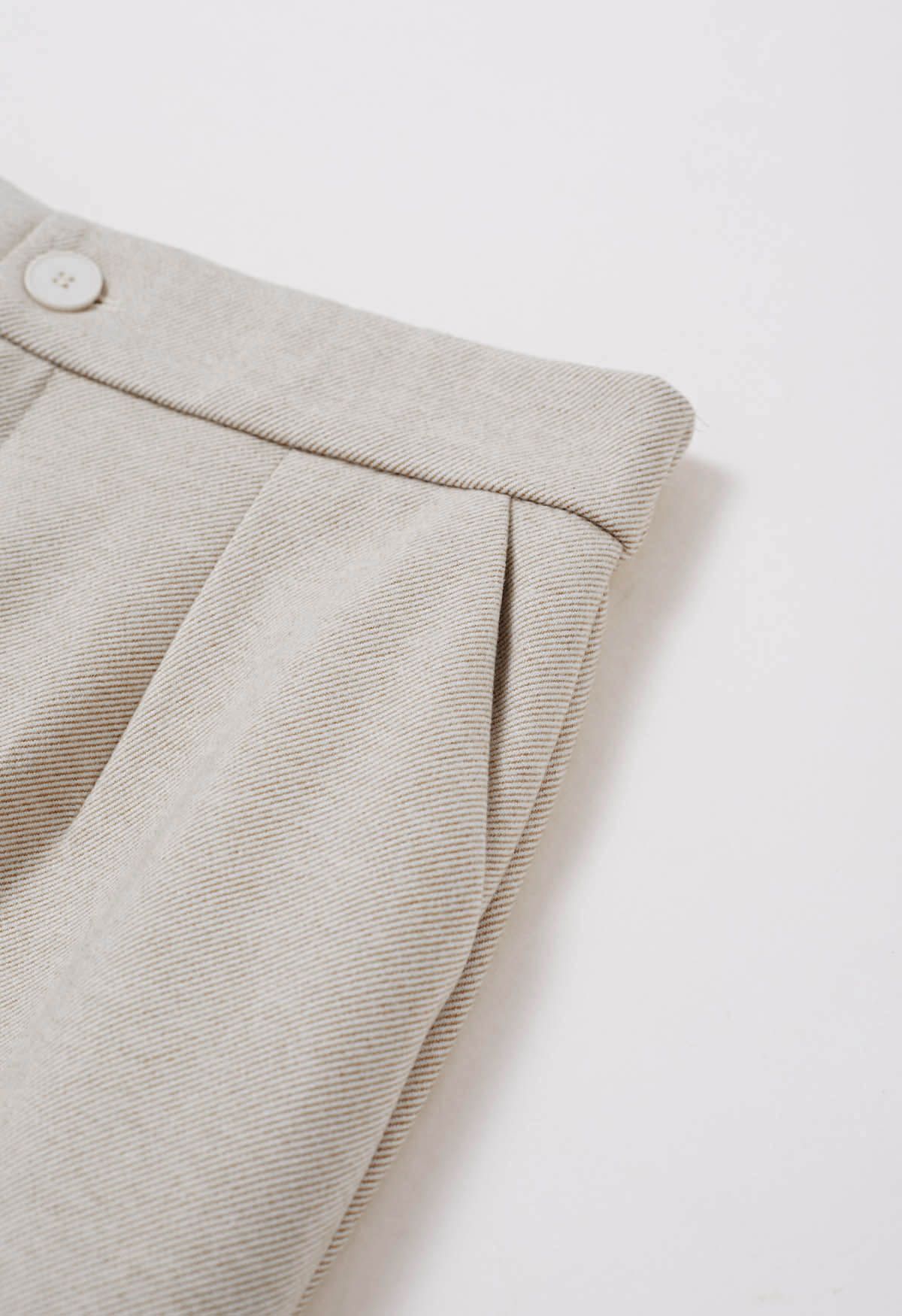 Comfy Chunky Straight-Leg Cuffed Pants in Ivory