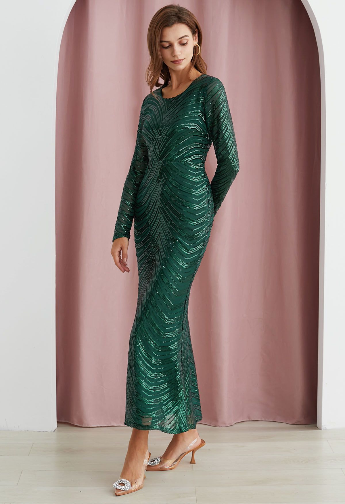 Dark Green Sequin Mermaid Gown