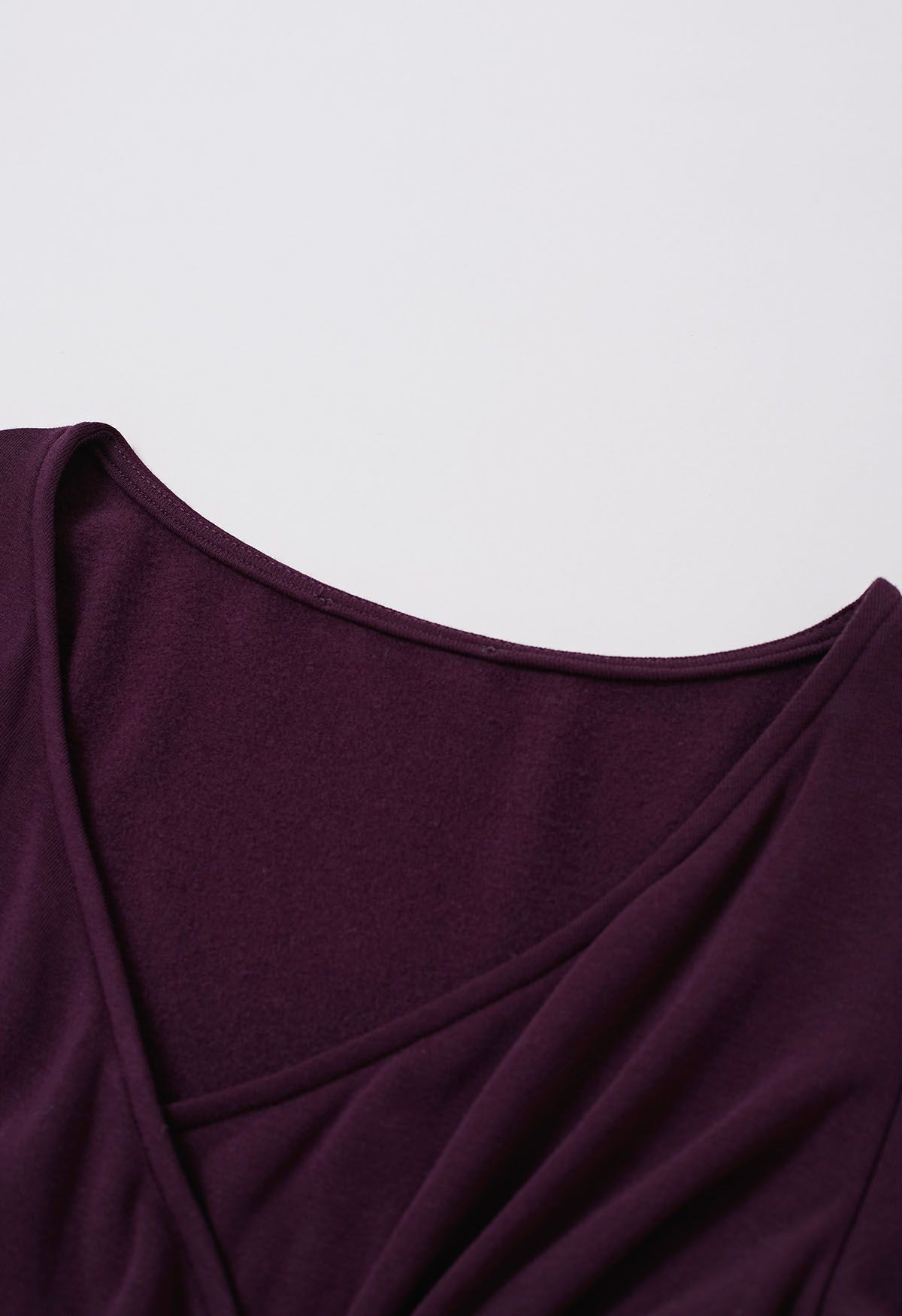 Cross V-Neck Long Sleeves Top in Purple