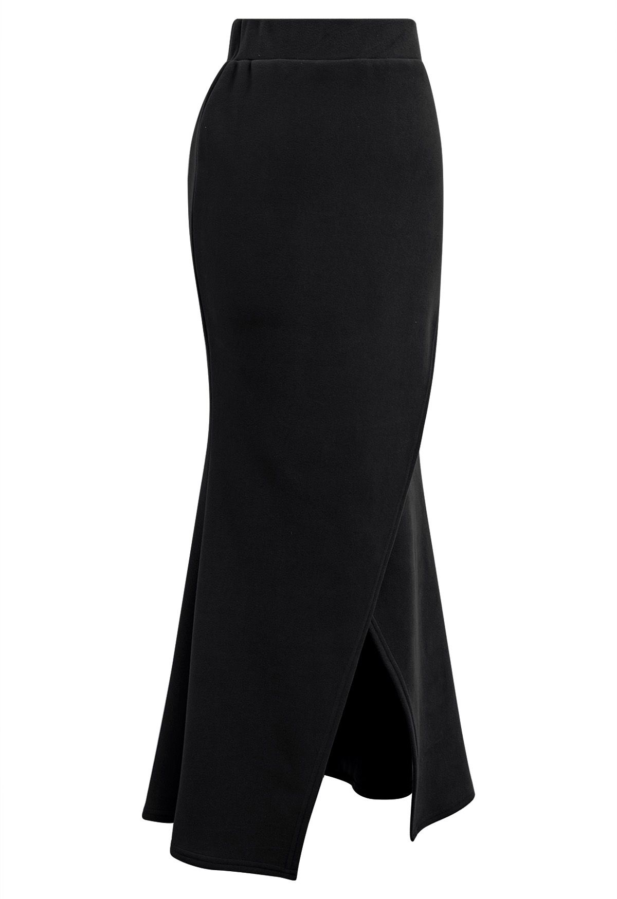 Elastic Waist Chunky Flap Mermaid Skirt in Black