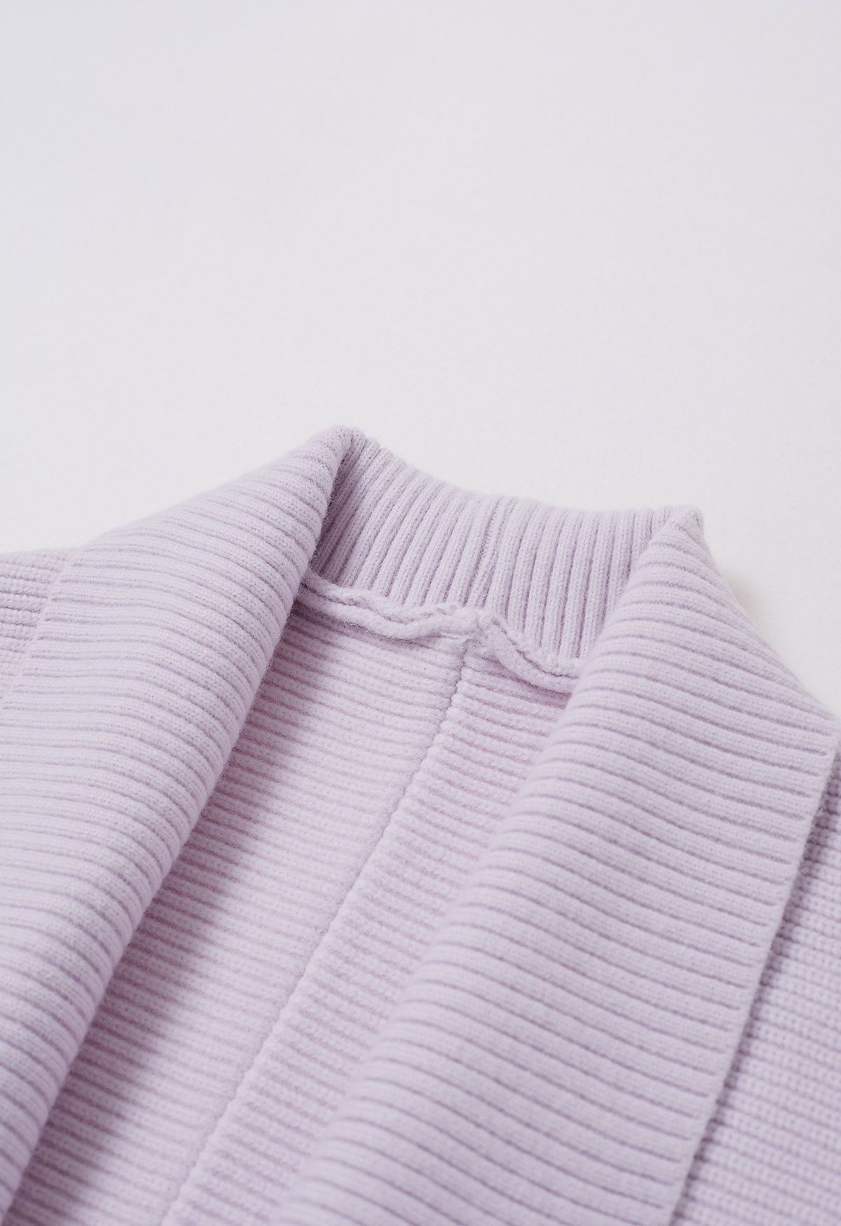 Shawl Collar Ribbed Knit Cardigan in Lilac