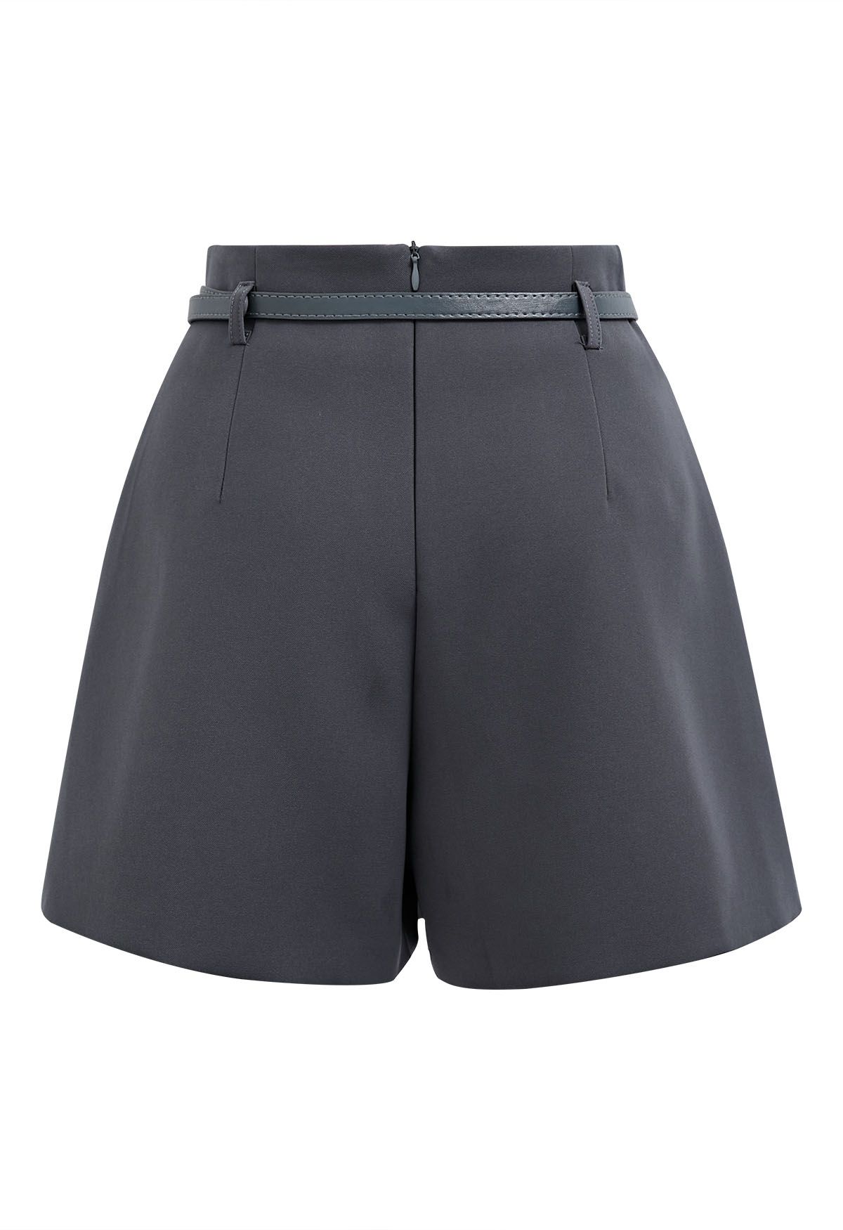 Welt Pocket Belted Flap Skorts in Grey