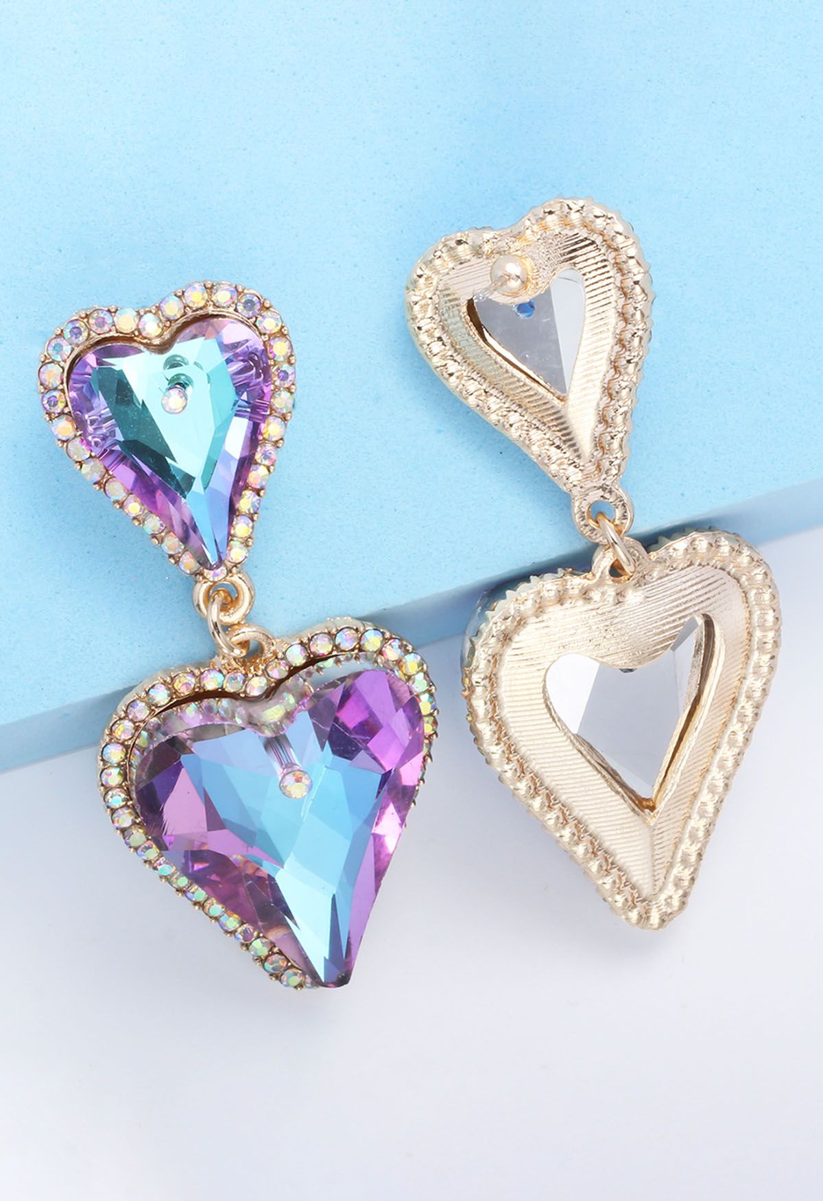 Dazzling Glam Rhinestone Heart Earrings