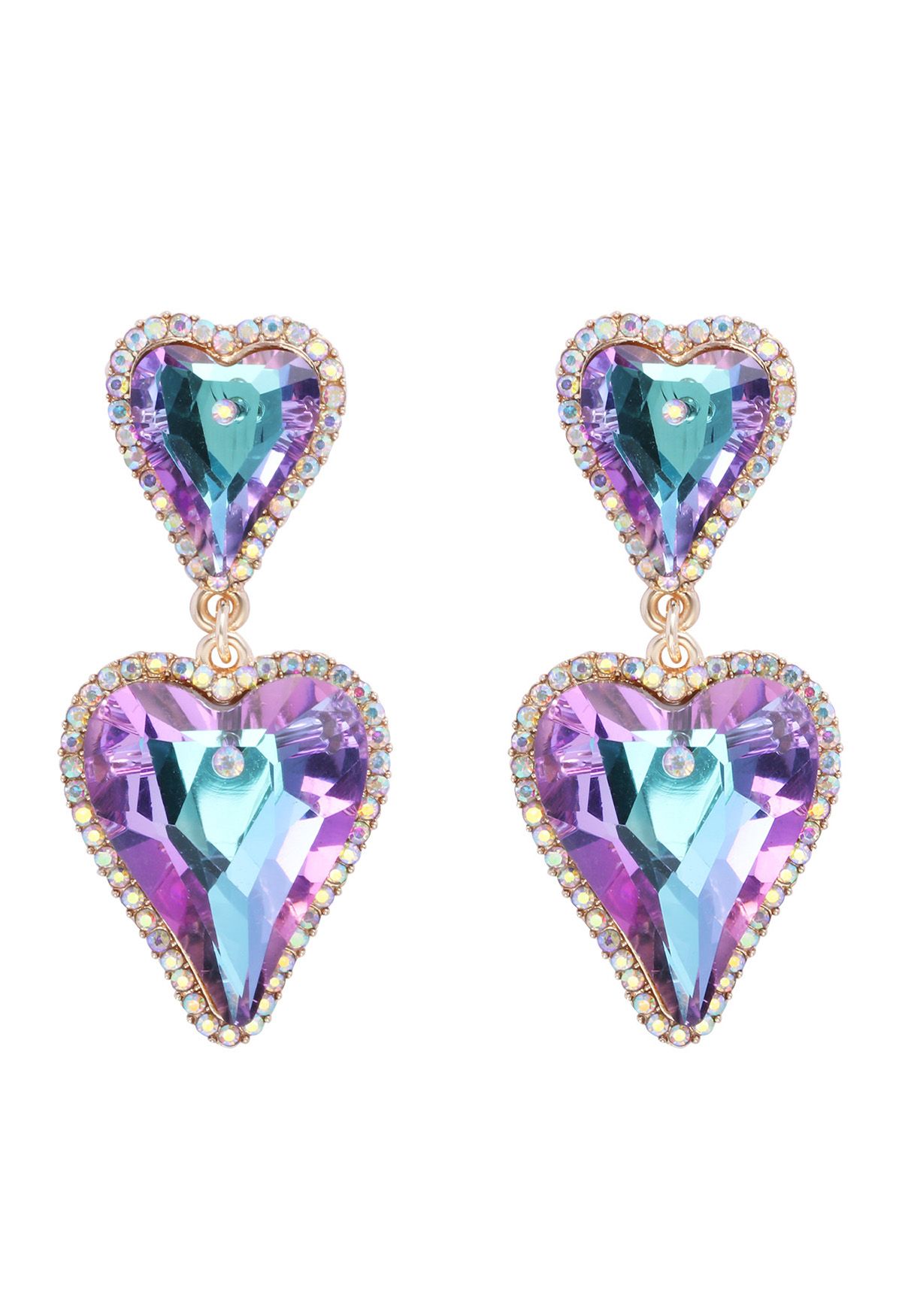 Dazzling Glam Rhinestone Heart Earrings