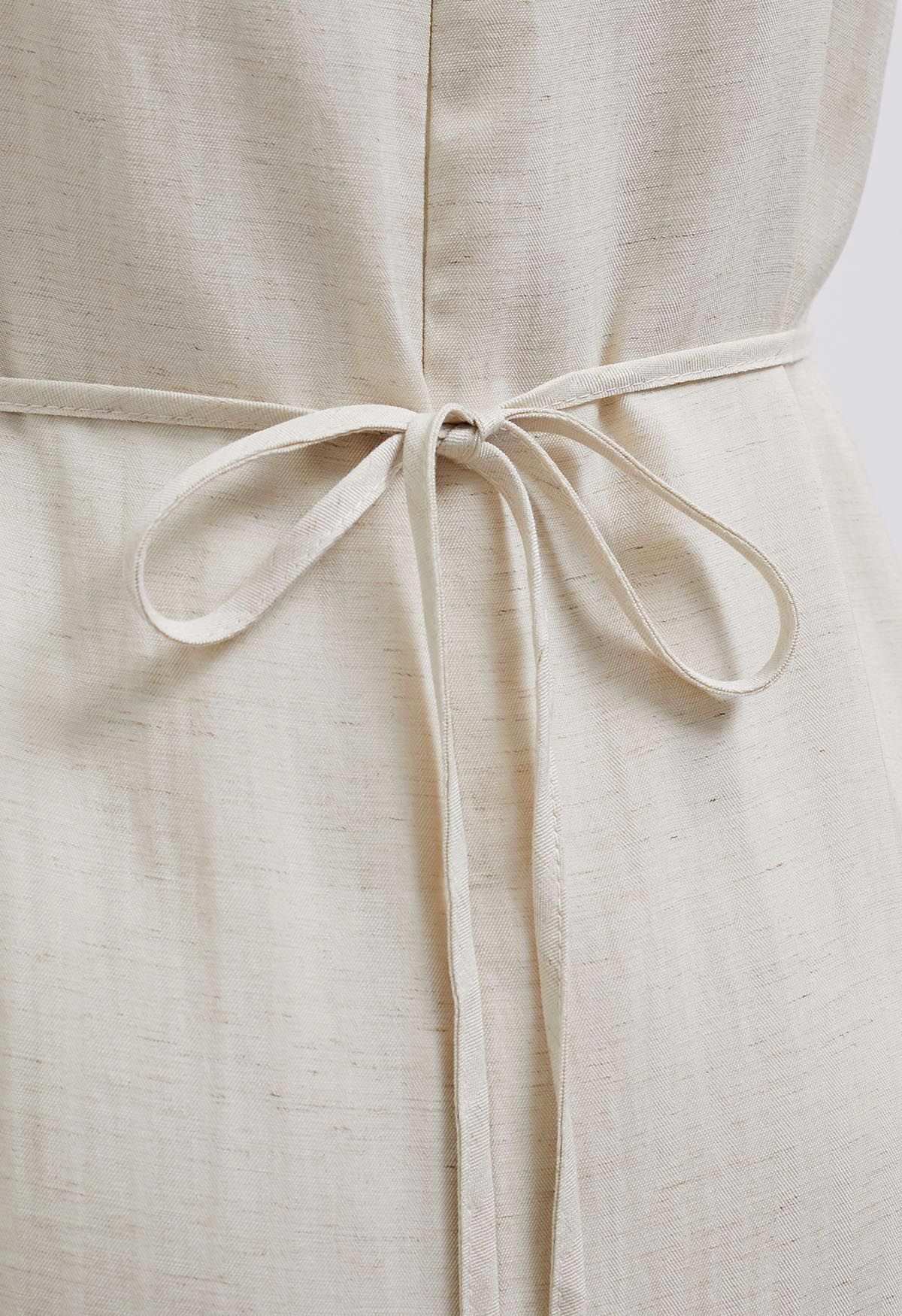 Pintuck Linen-Blend Cami Dress in Linen