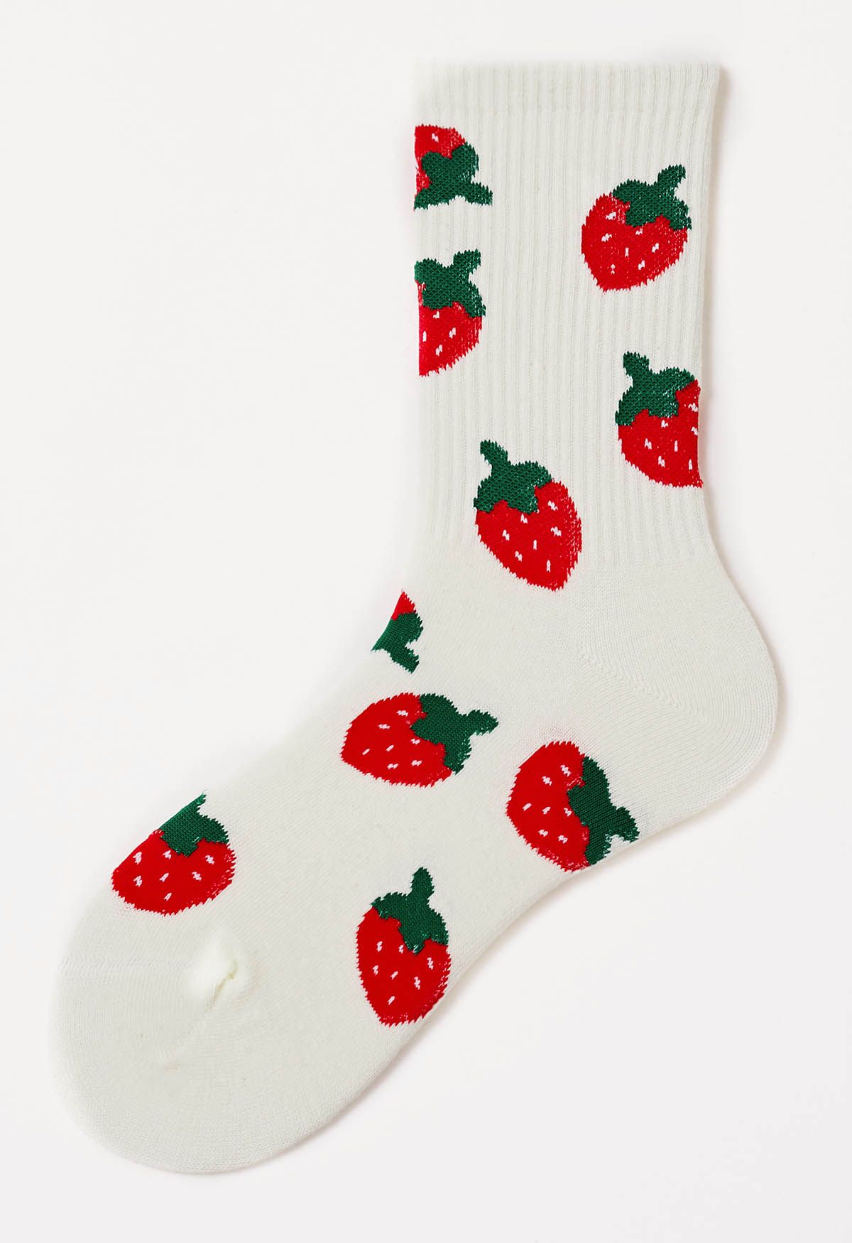 Cartoon Strawberry Cotton Crew Socks