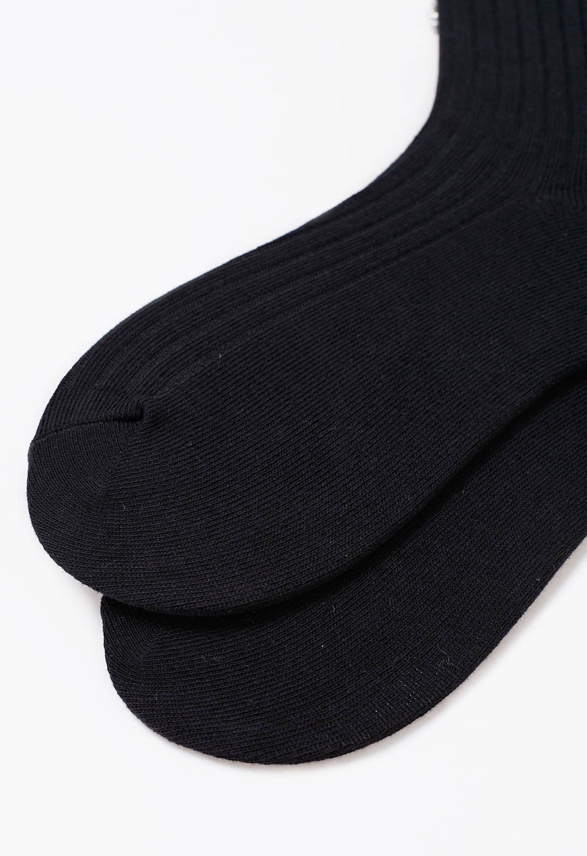 Rhinestone Hollow Out Heart Cotton Socks in Black