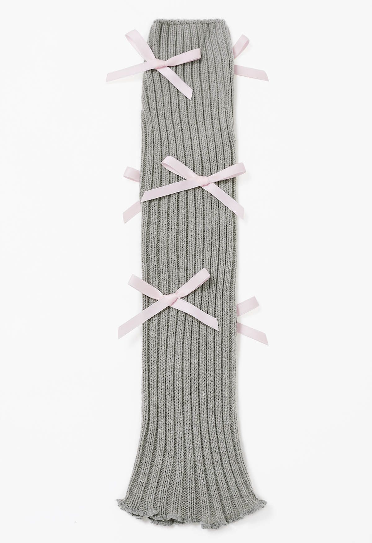 Bowknot Decor Knit Leg Warmers in Grey