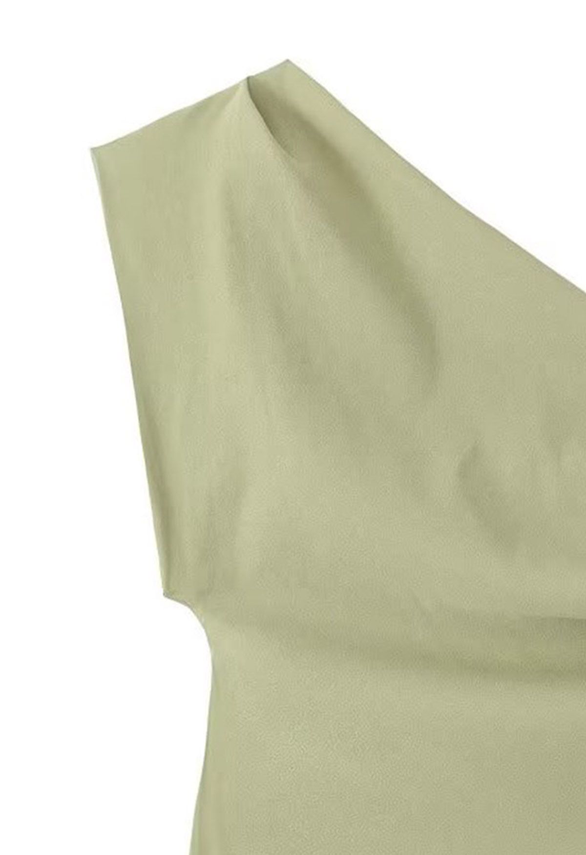 One-Shoulder Asymmetric Hem Top in Pea Green