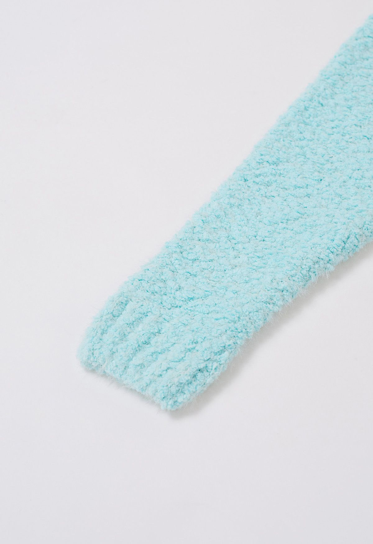 Snug V-Neck Fuzzy Knit Sweater in Mint