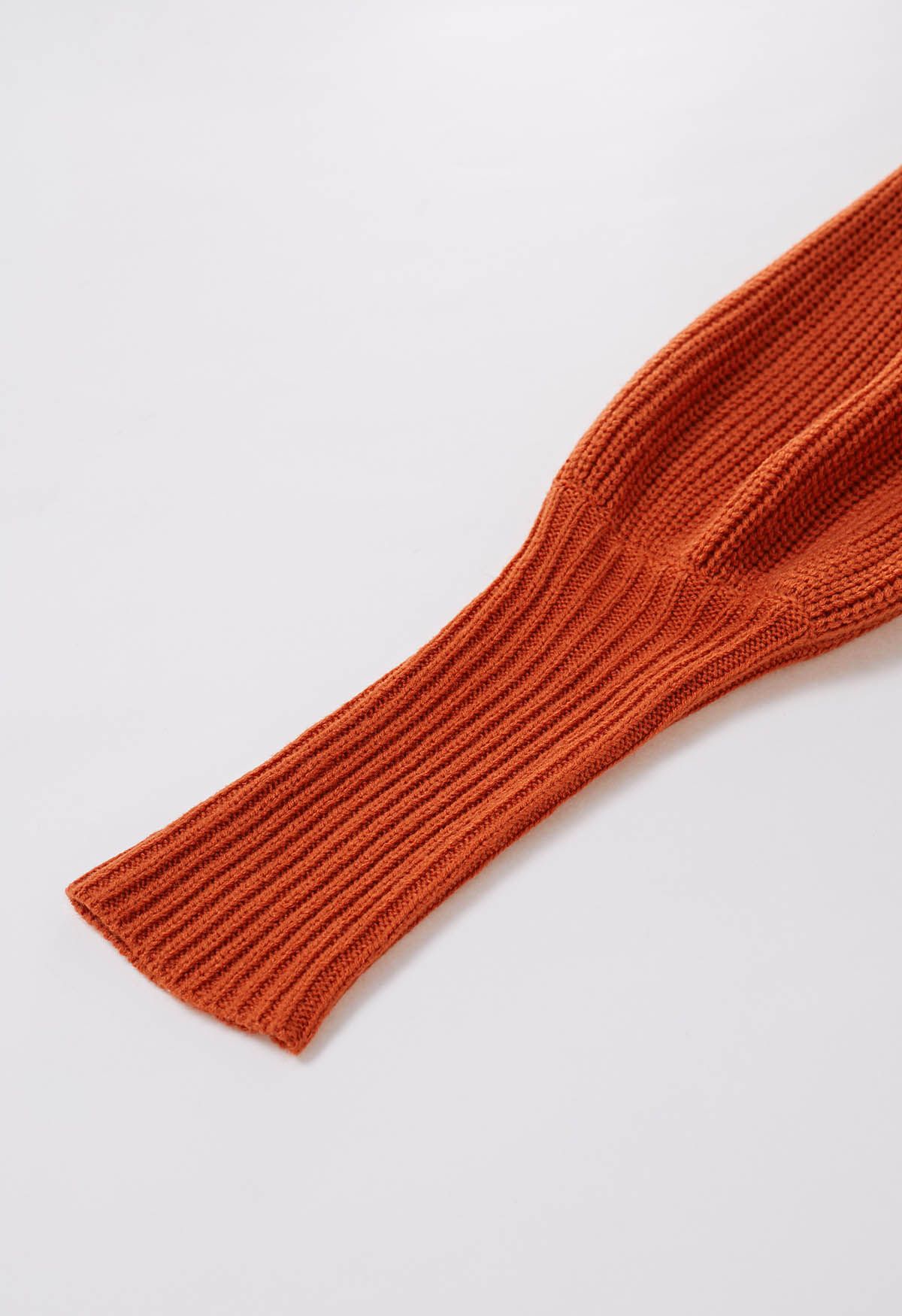 Lantern Sleeve Belted Wrap Cardigan in Orange