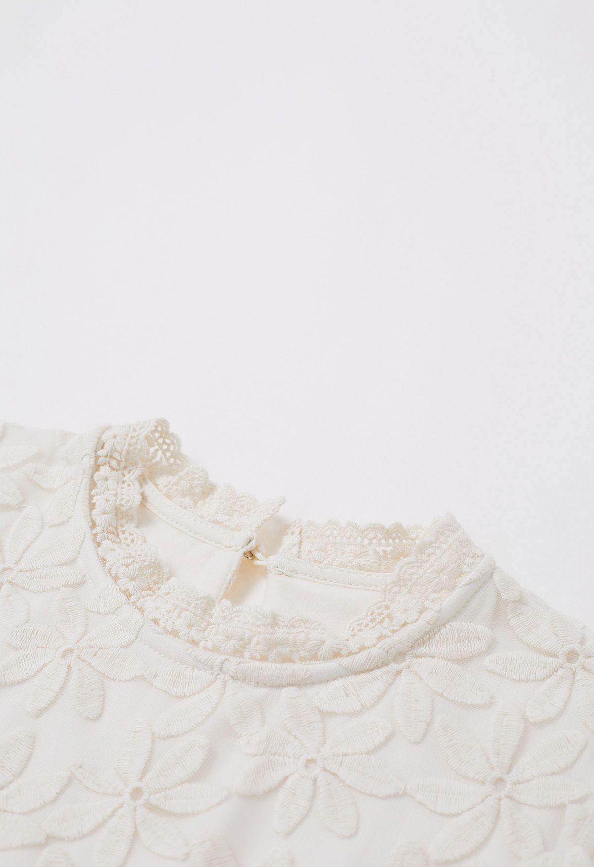 Lace Daisy Embroidered Sheer Sleeve Top