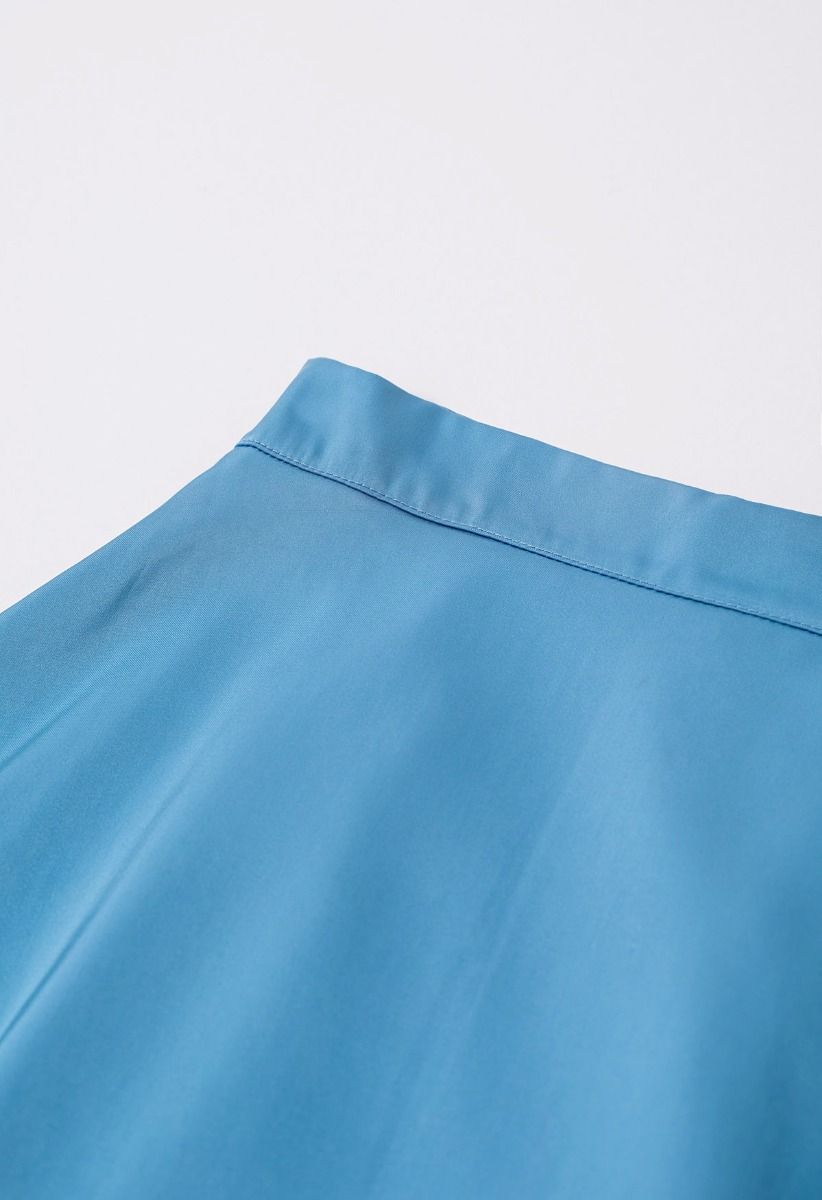 Timeless Elegance Satin A-Line Maxi Skirt in Blue