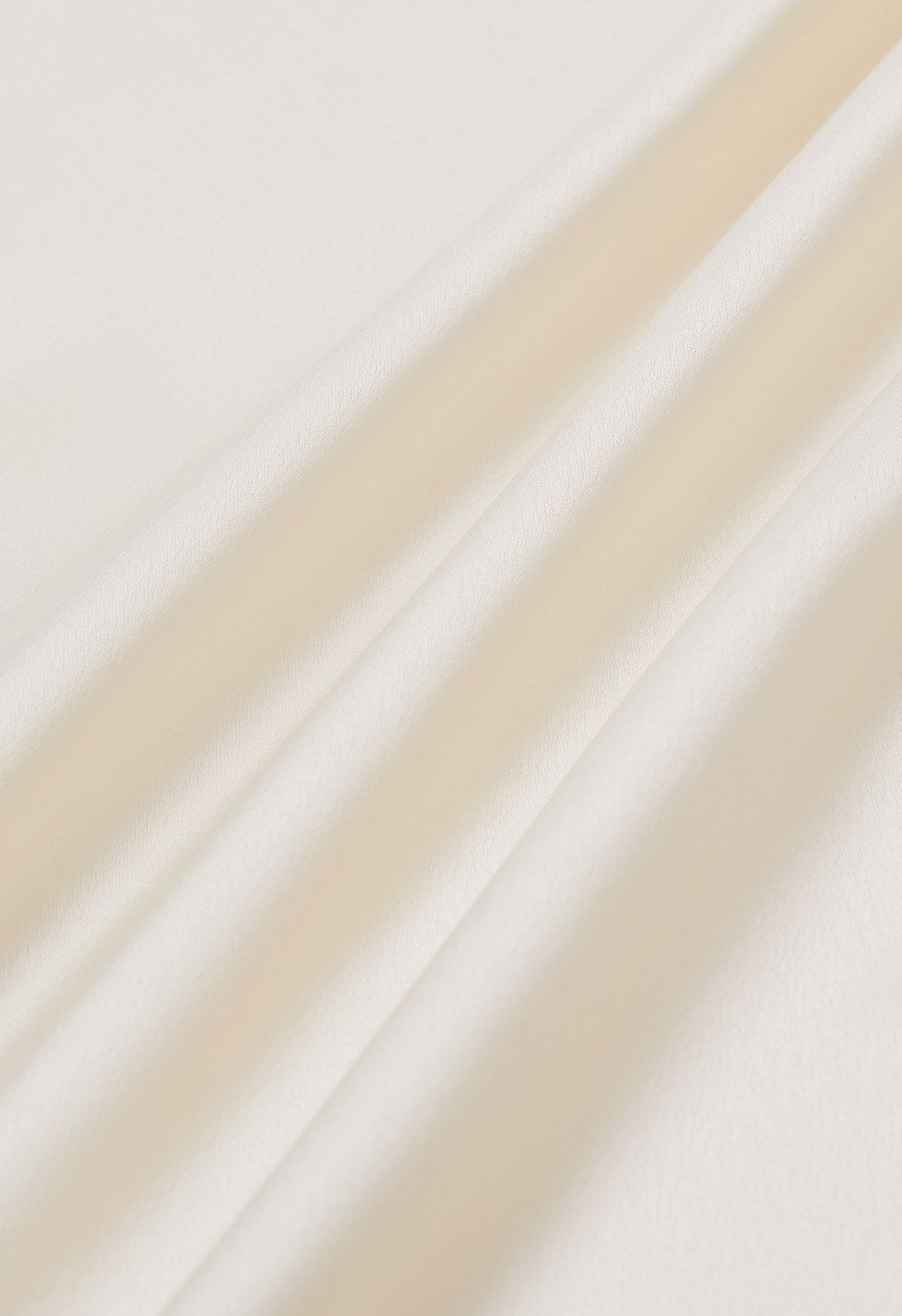 Pointed Collar Tie-Waist Satin Wrap Top in Cream