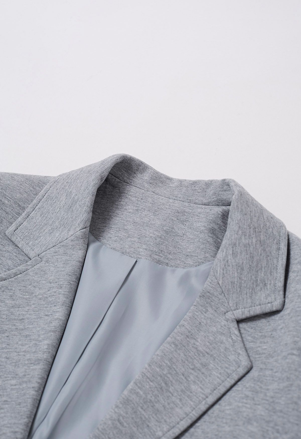 Notch Lapel Cotton-Blend Blazer in Grey