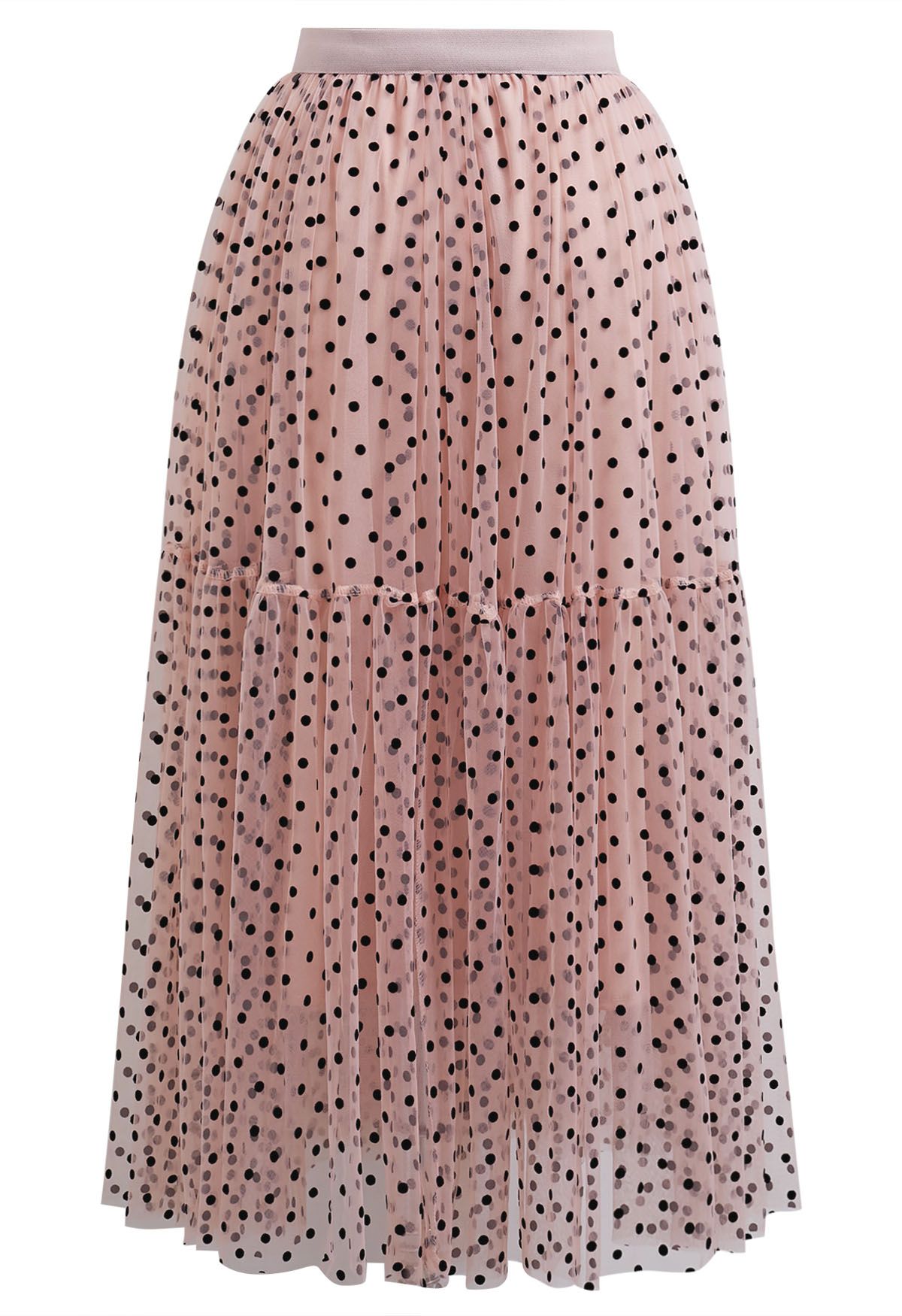 Can't Let Go Dots Mesh Tulle Skirt in Dusty Pink