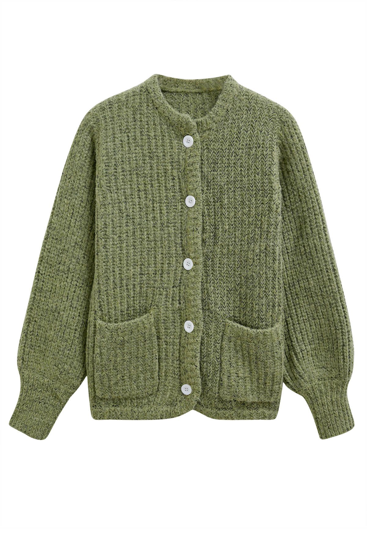 Patch Pocket Mix Knit Cardigan