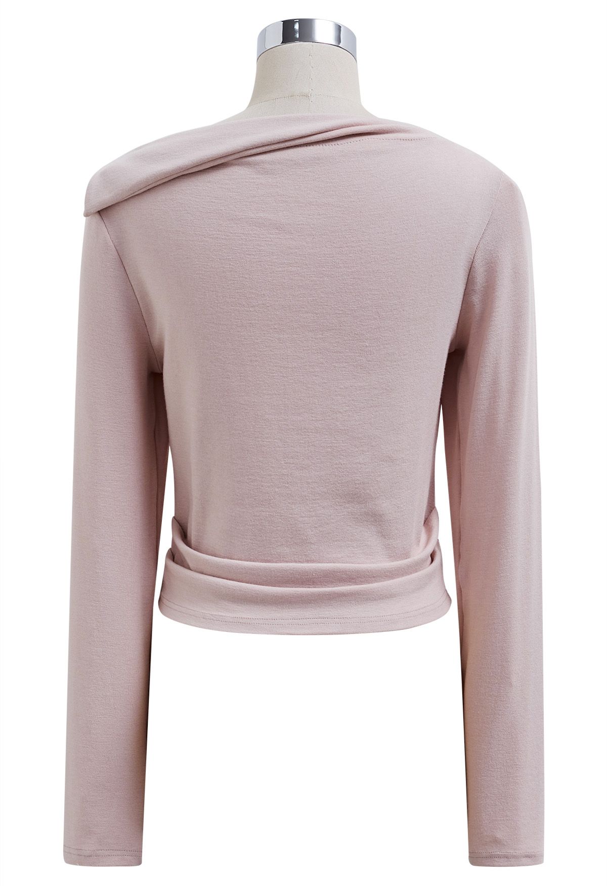 Solid Folded Neck Cotton Top in Pink