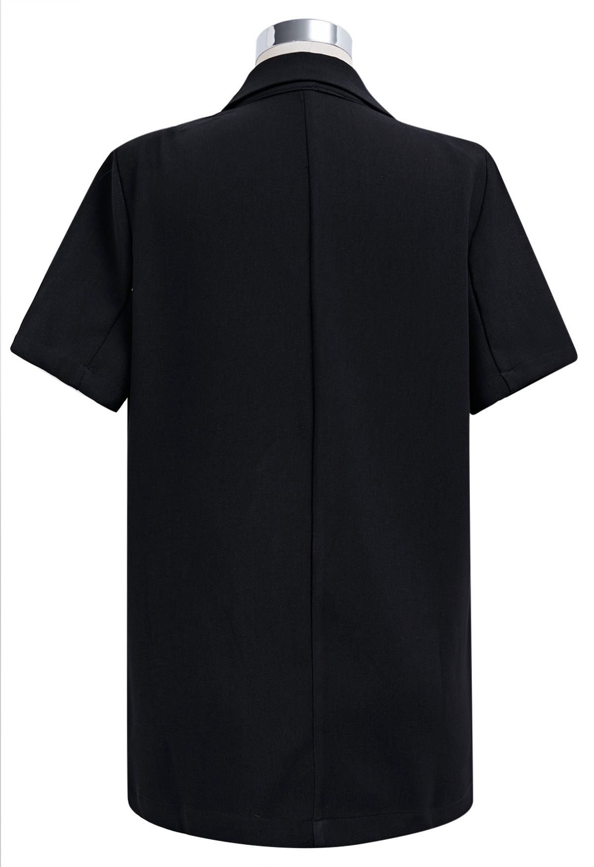 Golden Button Short-Sleeve Blazer in Black