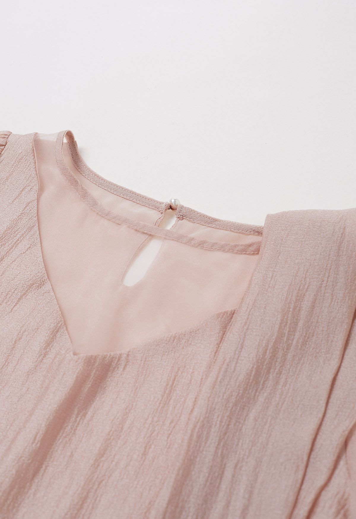 Self-Tie Side Bowknot Sheer Top in Pink