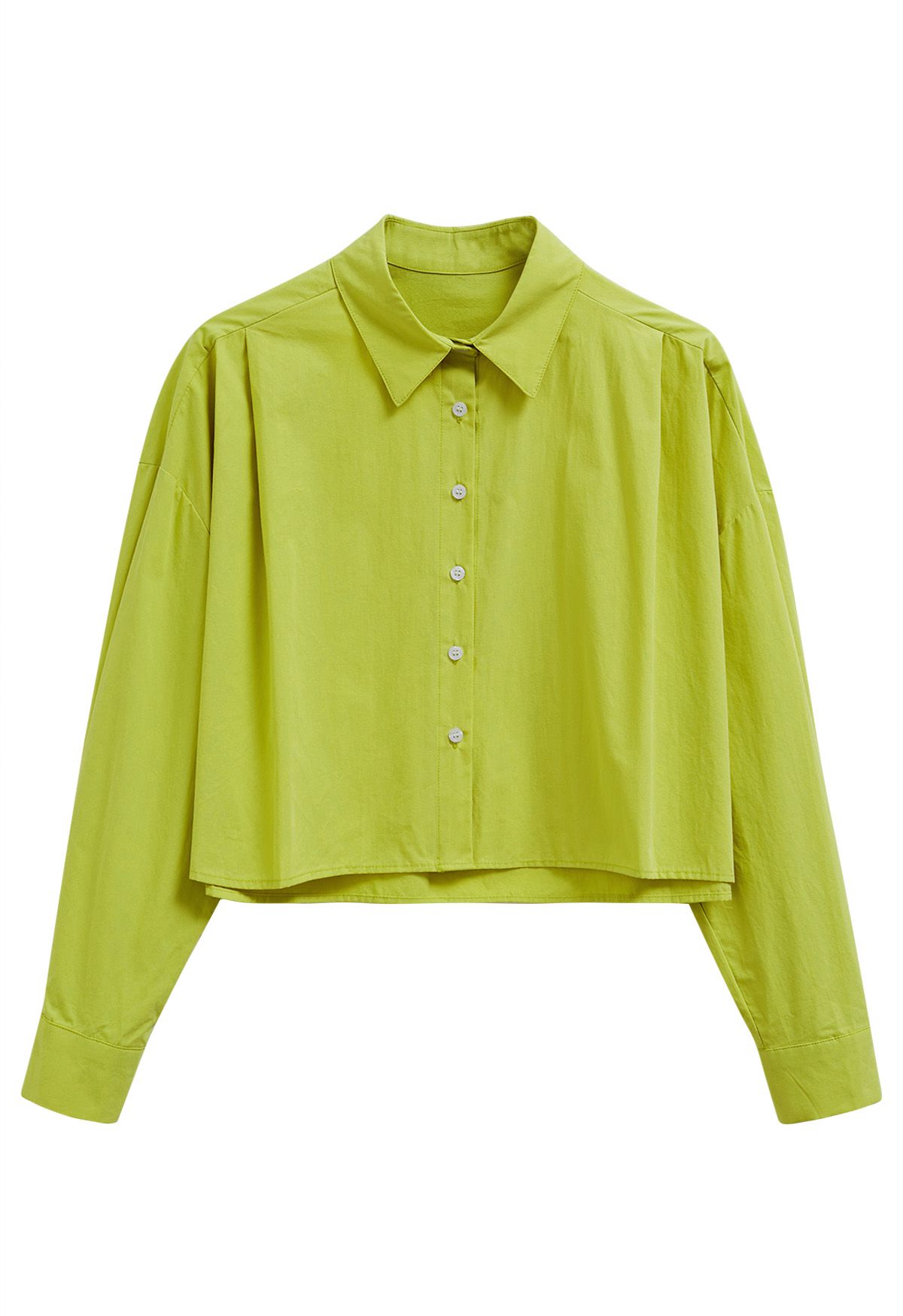 Chic Button Down Crop Shirt in Lime