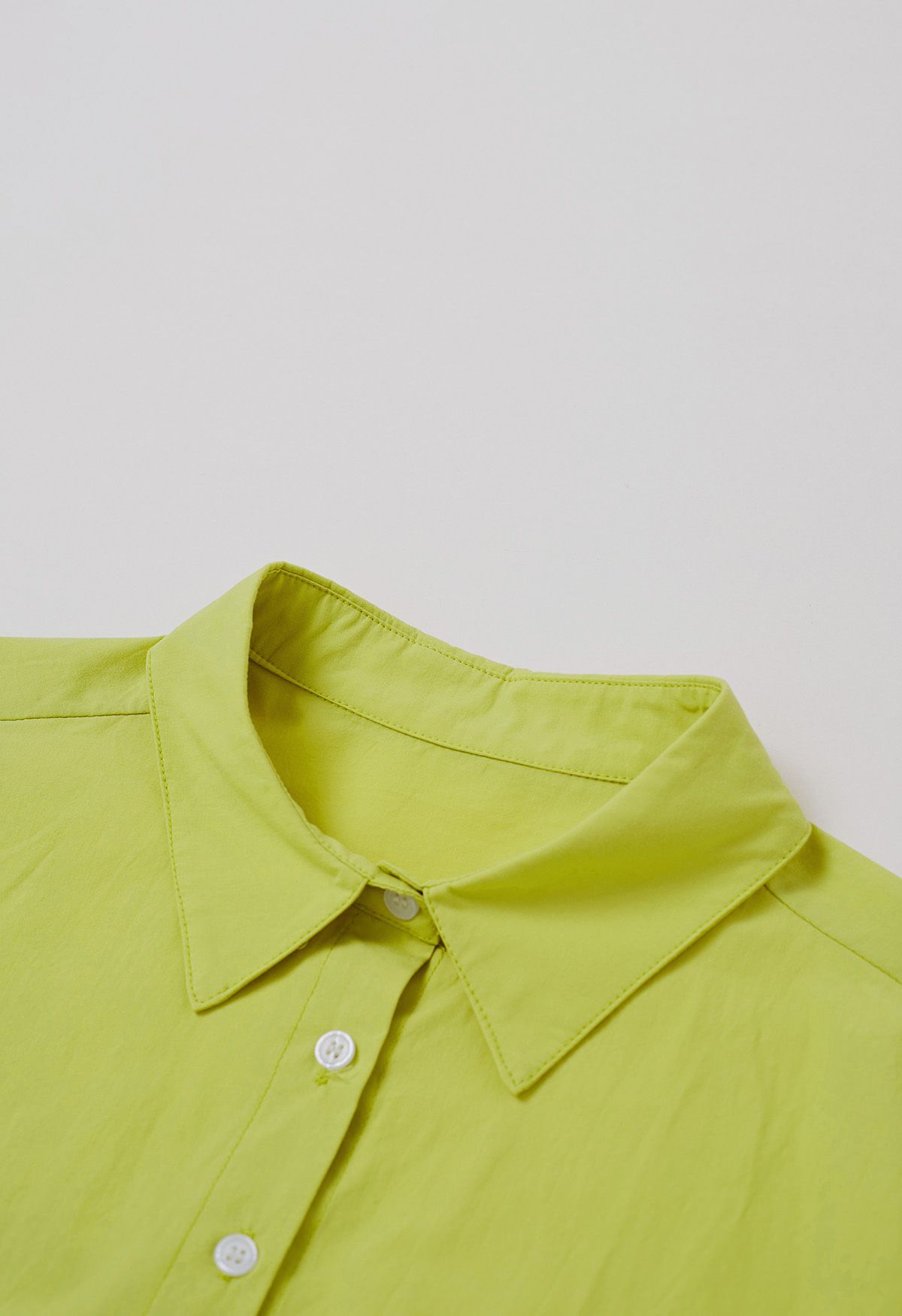 Chic Button Down Crop Shirt in Lime